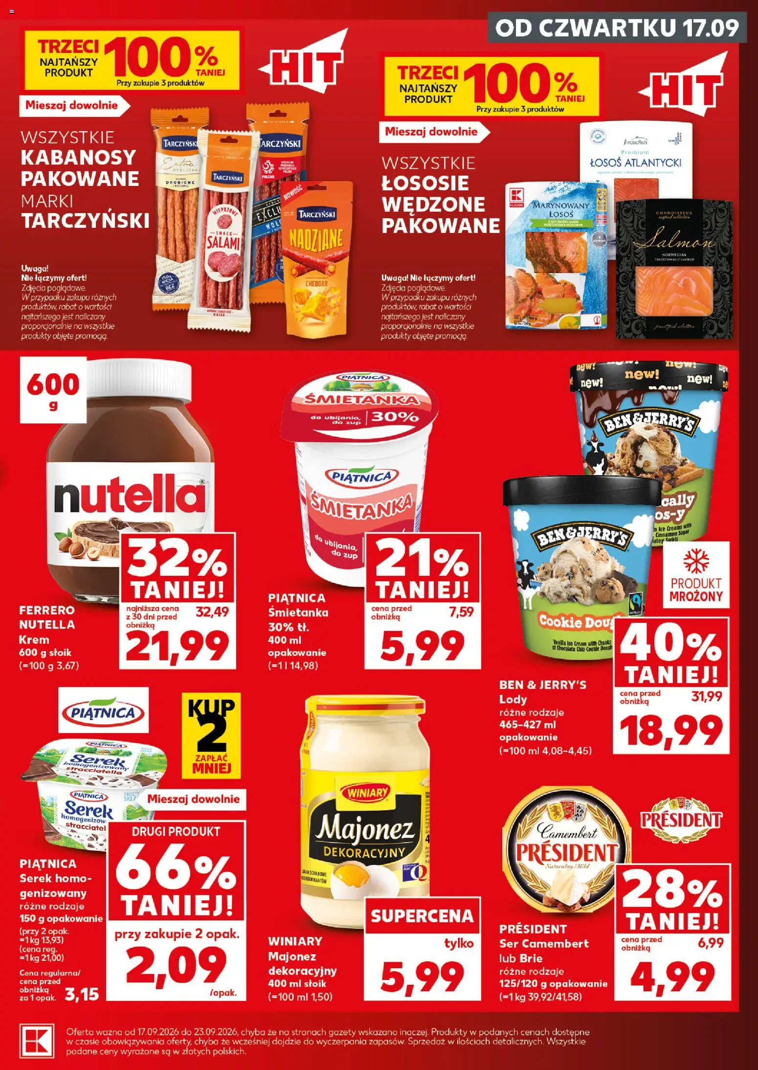 Kaufland Polsko leták - Mocny start od 21.09.2026 | Strana: 7 | Produkty: Krém, Losos, Camembert, Nutella