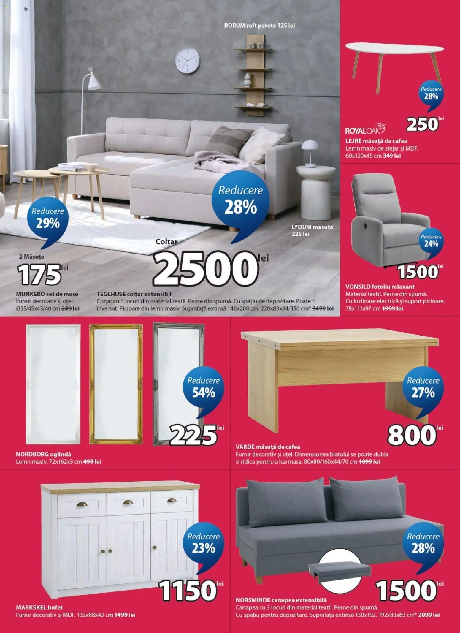Noul catalog JYSK – valabil de la 09.07.2026 | Pagină: 6 | Produse: Fotoliu, Canapea, Măsuță de cafea, Oglindă