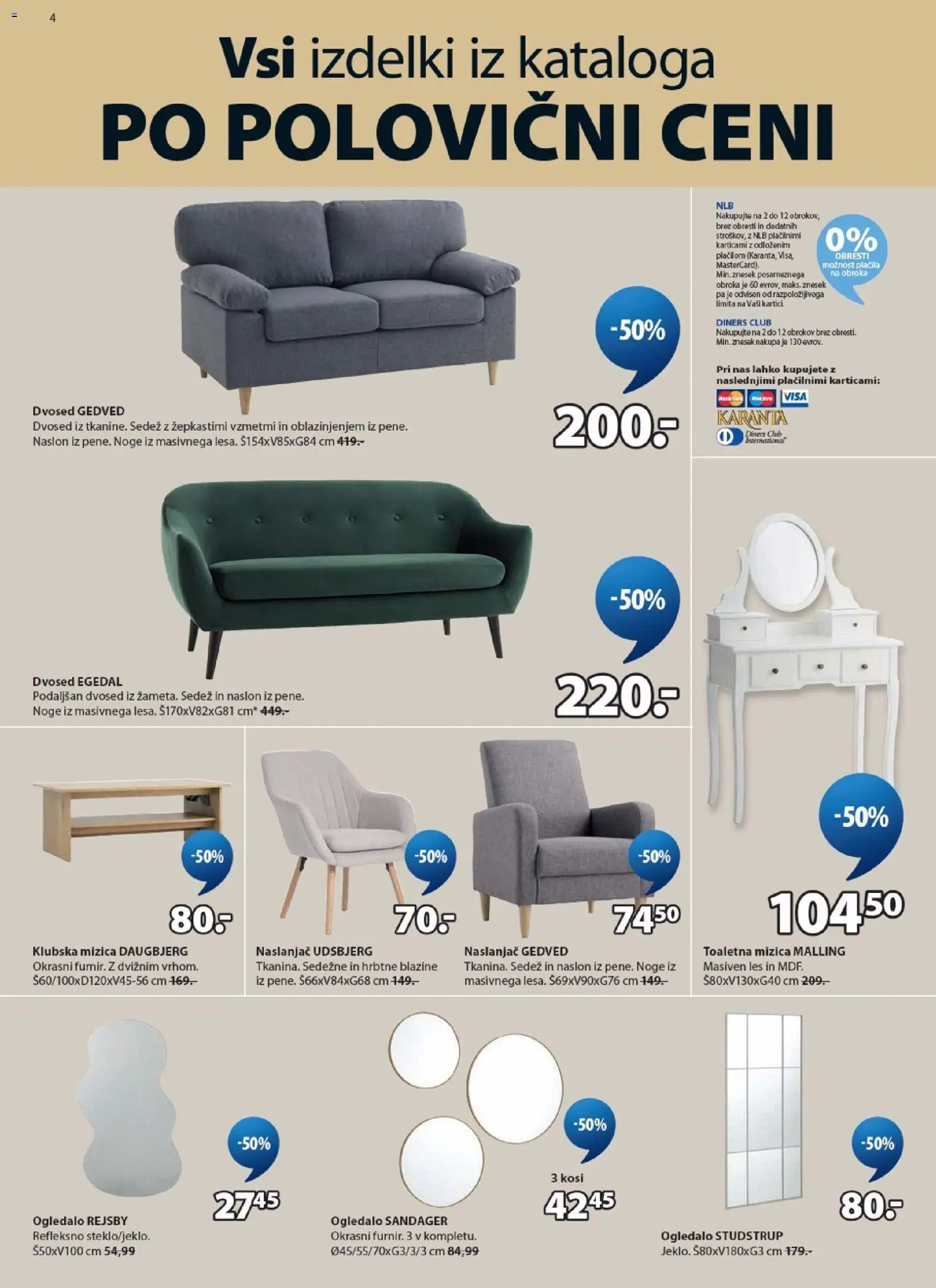 Novi JYSK katalog ponudbe – veljaven od 05.08.2026 | Stran: 4 | Izdelki: Mizica, Naslanjač, Dvosed, Ogledalo