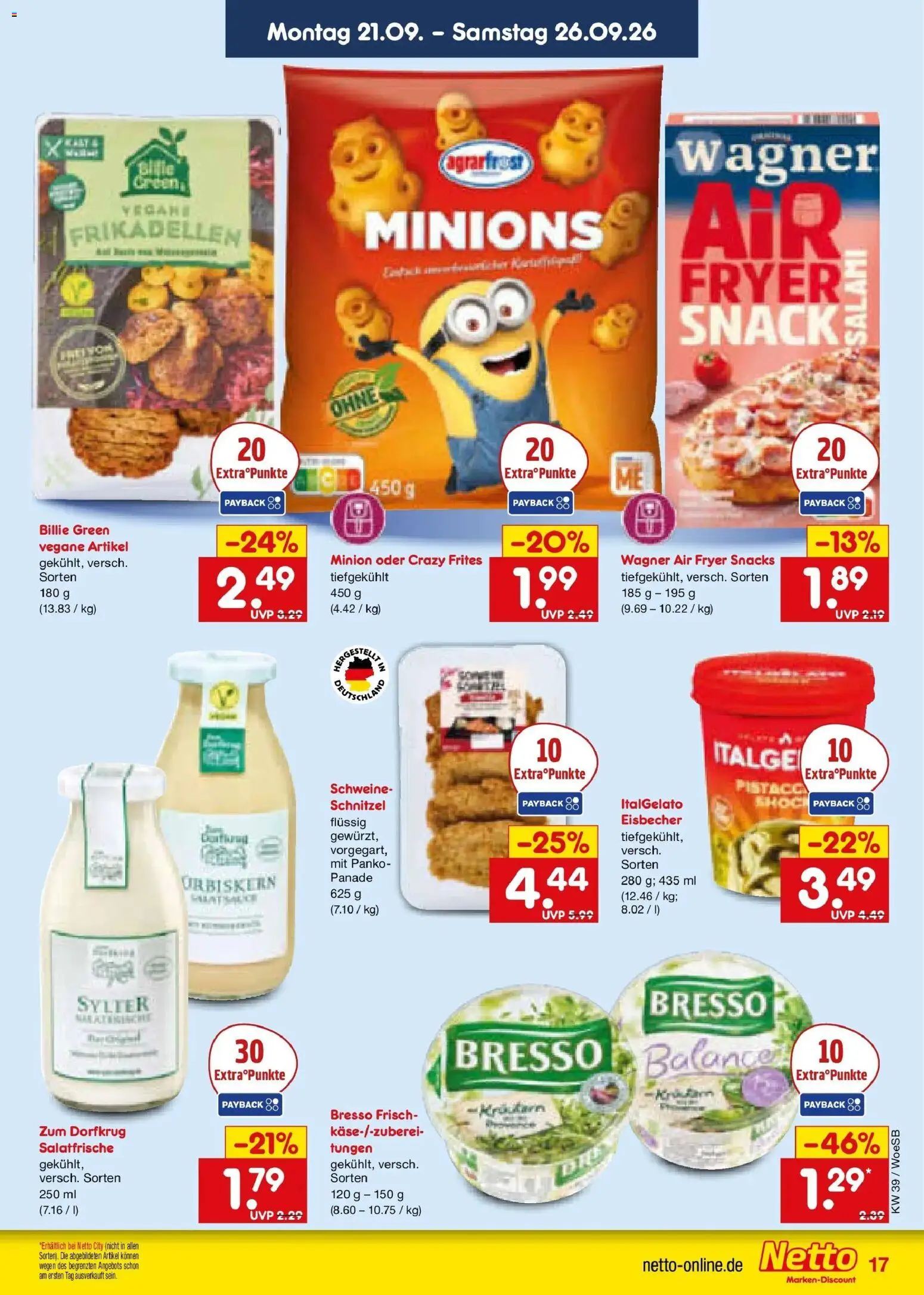 Netto Marken-Discount Prospekt Leonberg – gültig ab 21.09.2026 | Seite: 25 | Produkte: Schnitzel, Bresso, Salami