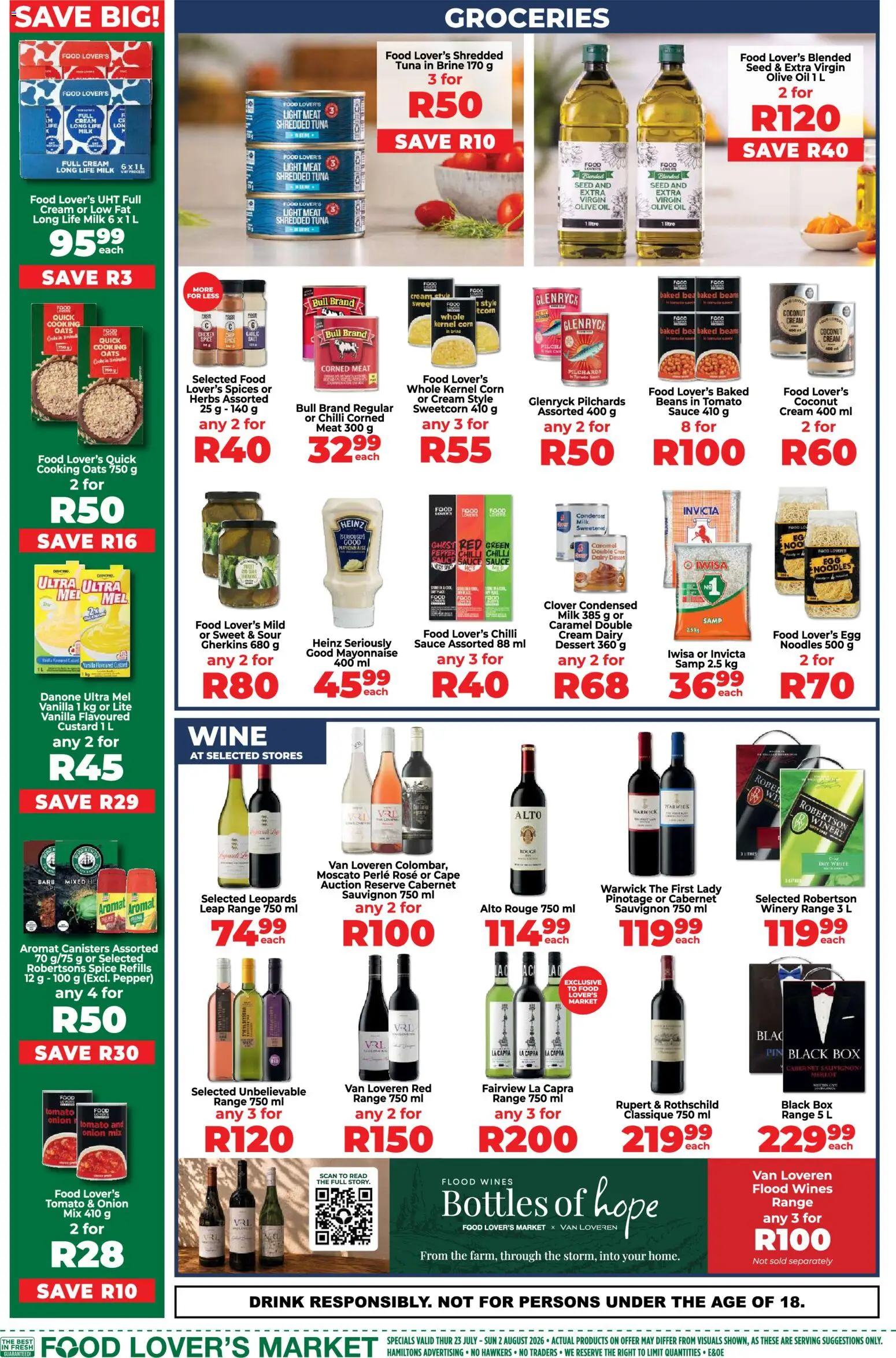 New Food Lover's Market catalogue – valid from 23/07/2026 | Page: 14 | Products: Pilchards, Baked beans, Box, Oil