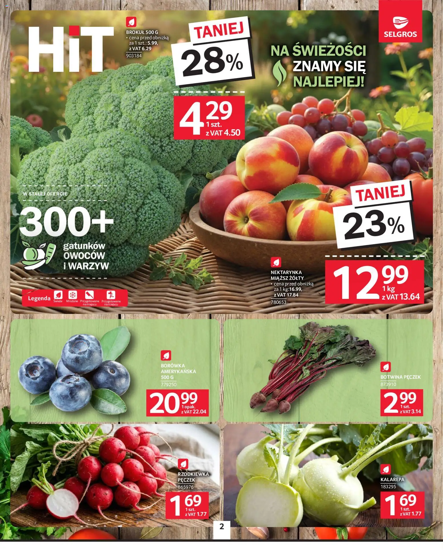 Selgros cash&carry gazetka od 18.06.2026 | Strona: 2 | Produkty: Nektarynka, Borówka amerykańska, Brokuł, Kalarepa