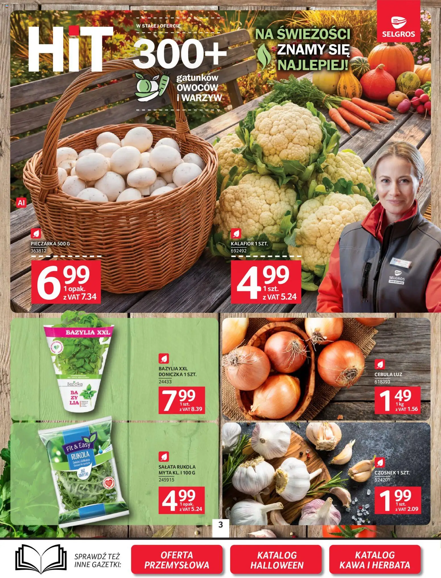 Selgros cash&carry gazetka od 08.10.2026 | Strona: 3 | Produkty: Czosnek, Kalafior, Rukola, Bazylia