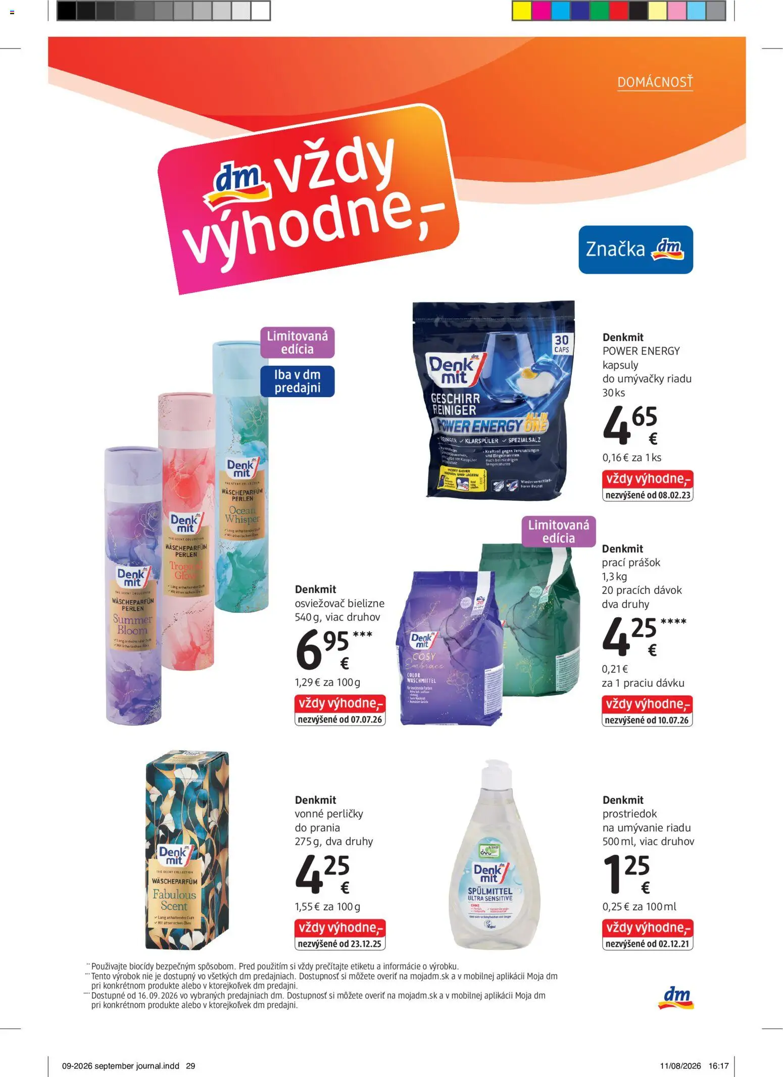 Nové dm drogerie akcie – leták je platný od 01.09.2026 | Strana: 29 | Produkty: Prací prášok