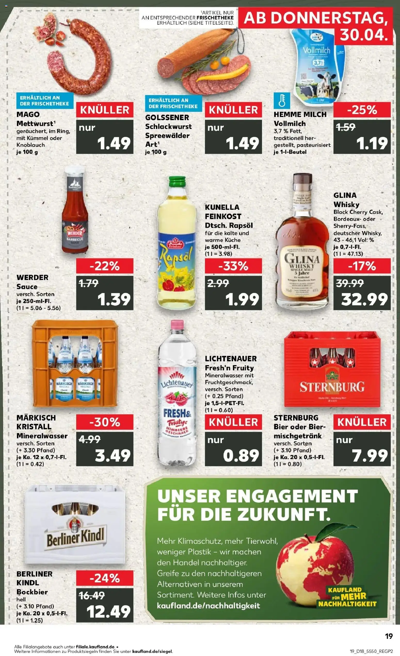 Prospekt Kaufland ab 30.04.2026 » Angebote Online zum Blättern | Seite: 19 | Produkte: Berliner, Rapsöl, Küche, Knoblauch
