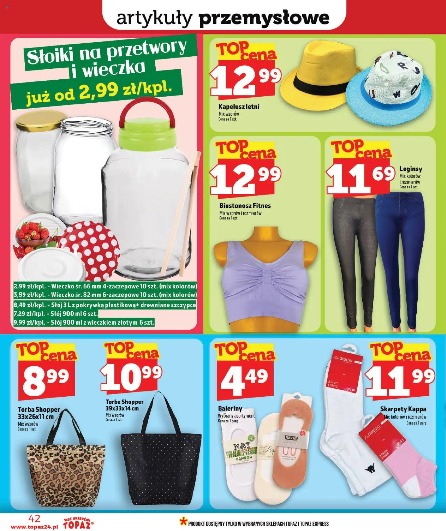 Topaz gazetka - Ceny małe na stałe od 16.07.2026 | Strona: 42 | Produkty: Biustonosz, Kapelusz, Torba, Artykuły przemysłowe