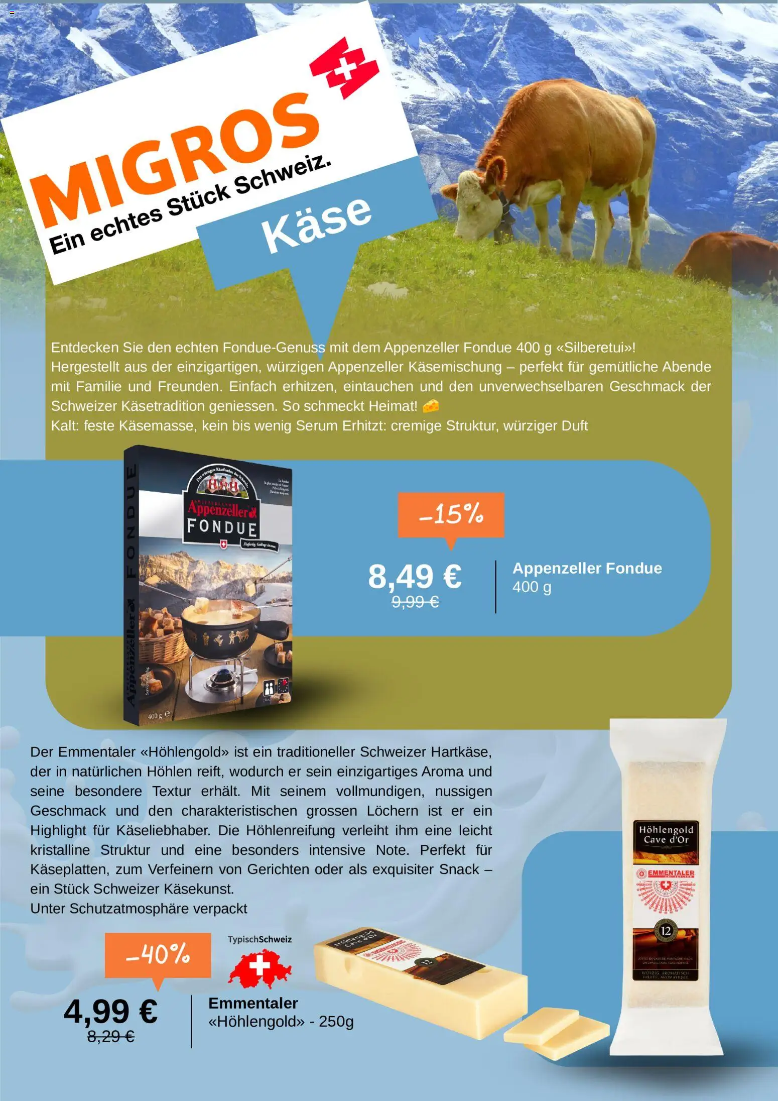 Migros Prospekt – gültig ab 20.10.2026 | Seite: 4 | Produkte: Käse, Duft, Serum, Fondue