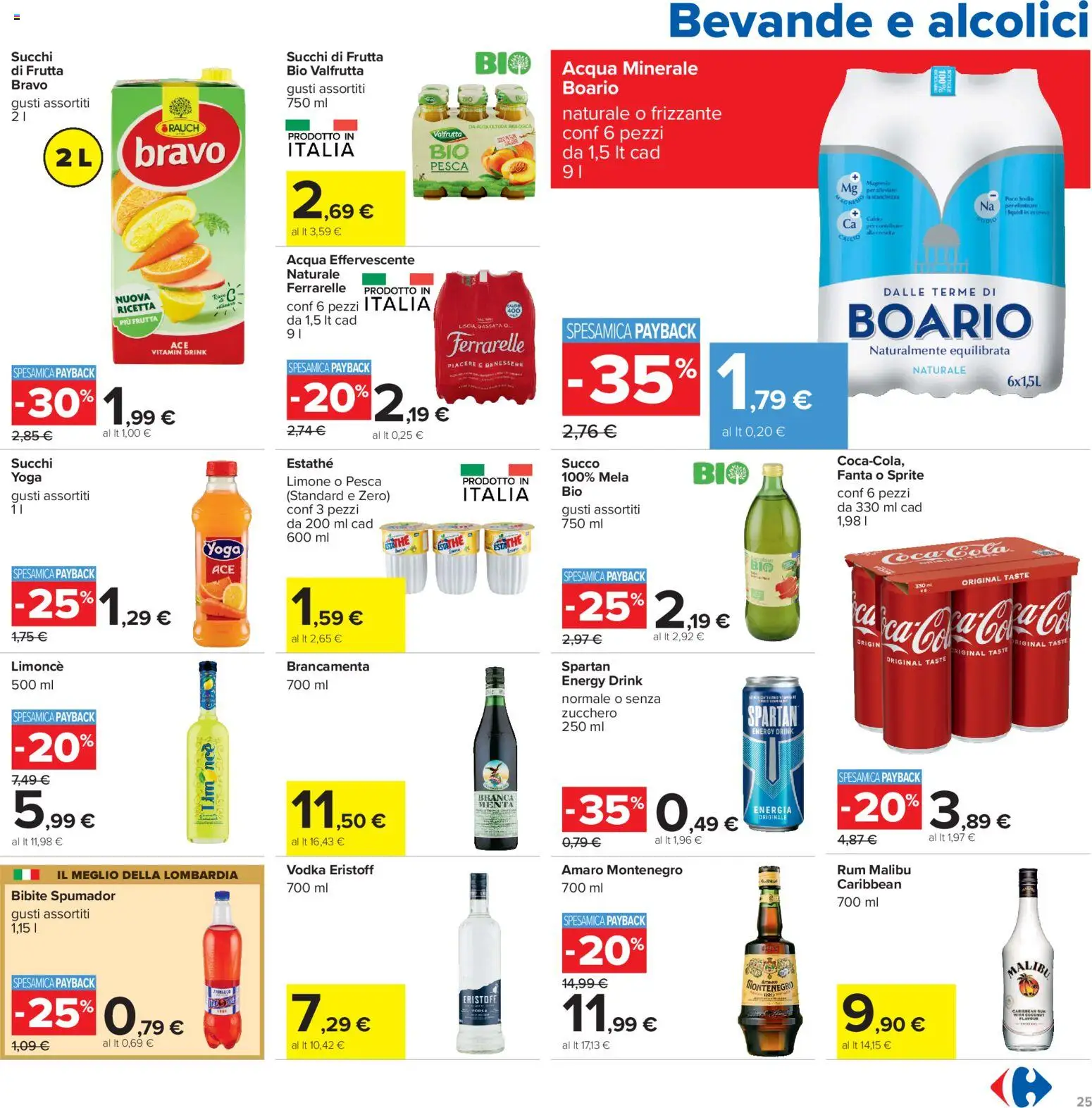 Volantino Carrefour del 15/09/2026 | Pagina: 25 | Prodotti: Acqua, Malibù, Fanta, Acqua minerale