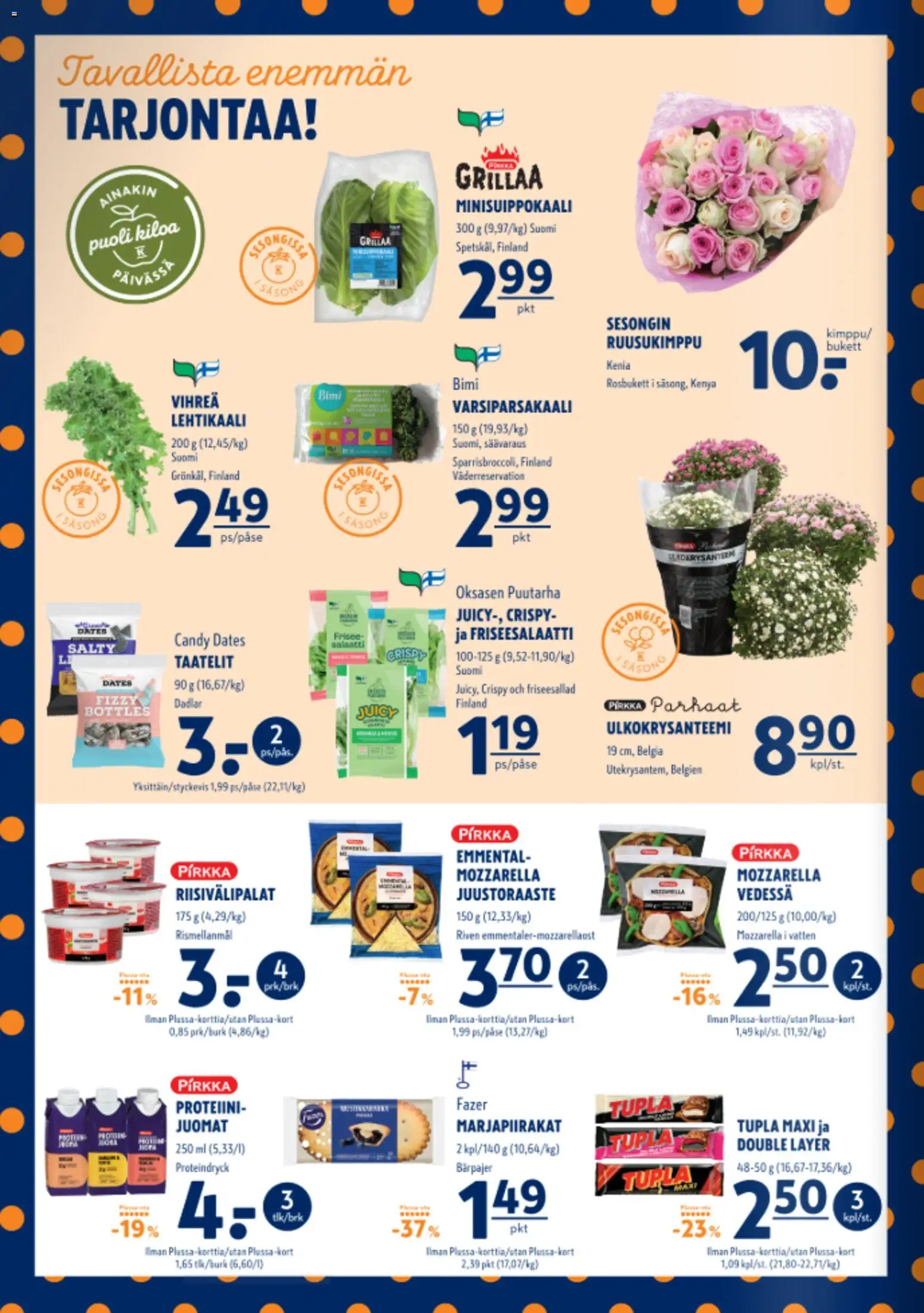 K-Supermarket tarjoukset – voimassa 13/08/2026 alkaen | Sivu: 2 | Tuotteet: Mozzarella, Juustoraaste, Emmental, Lehtikaali