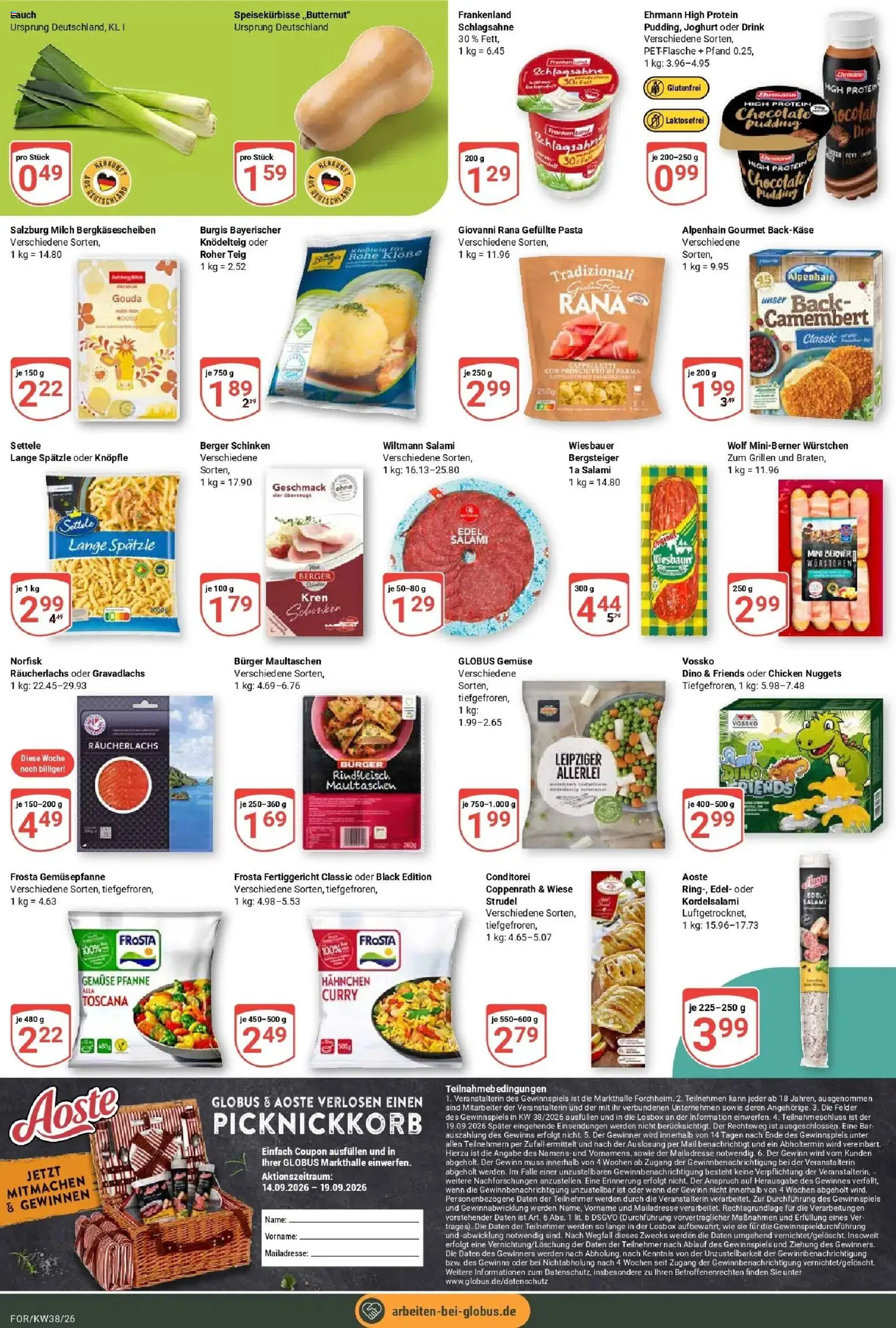 Globus Prospekt Forchheim (ab 14.09.2026) » Angebote online | Seite: 15 | Produkte: Schlagsahne, Räucherlachs, Rindfleisch, Lauch