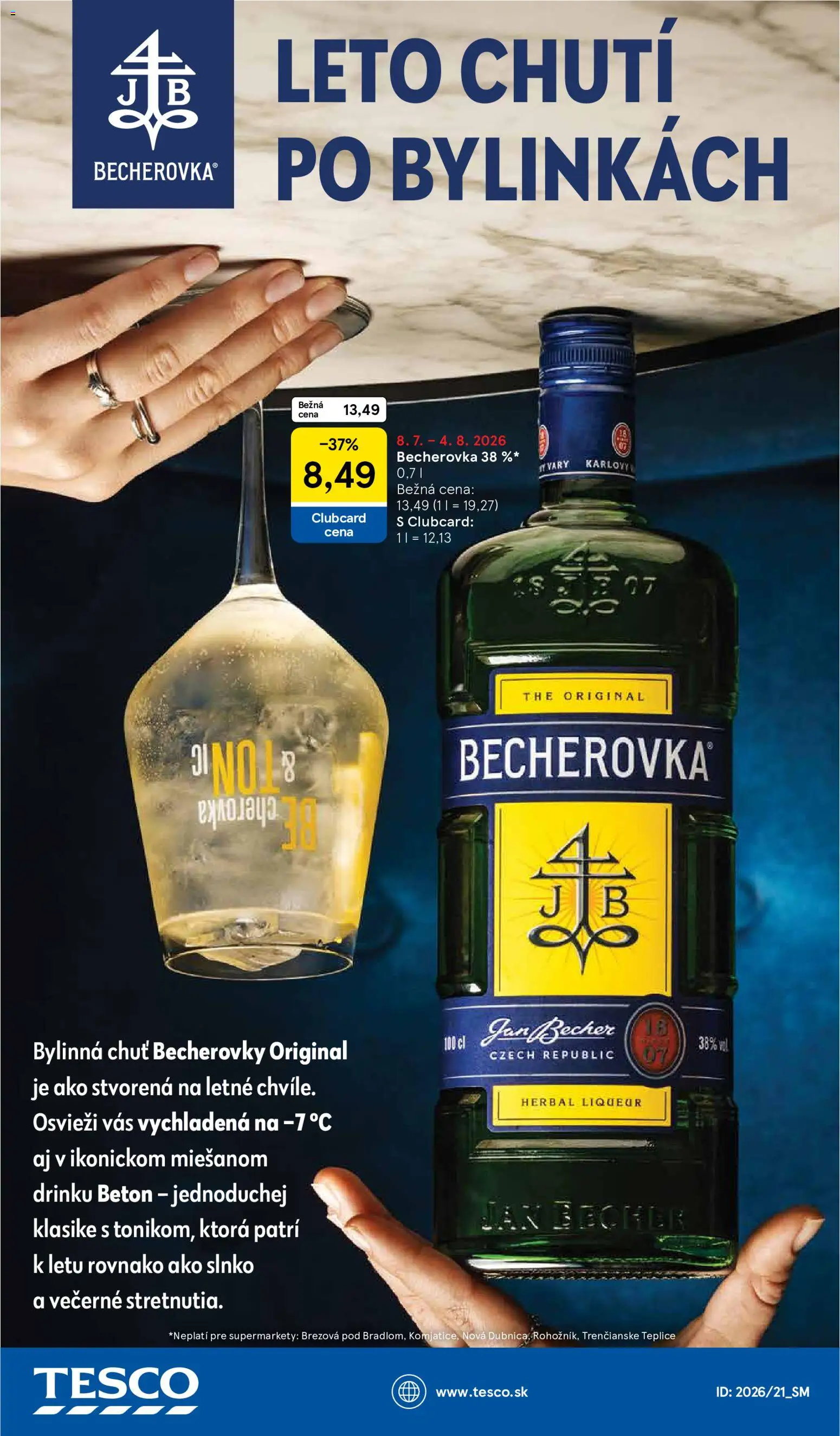Nové Tesco akcie – leták je platný od 22.07.2026 | Strana: 30 | Produkty: Becherovka