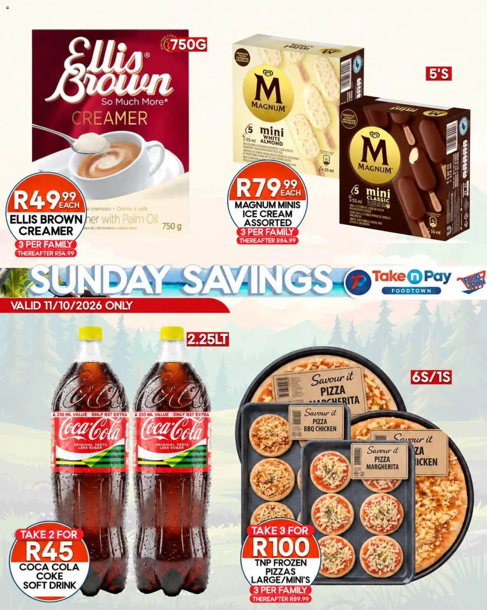 New Take n Pay catalogue – valid from 11/10/2026 | Page: 2 | Products: Coke, Oil, Chicken, Ice cream