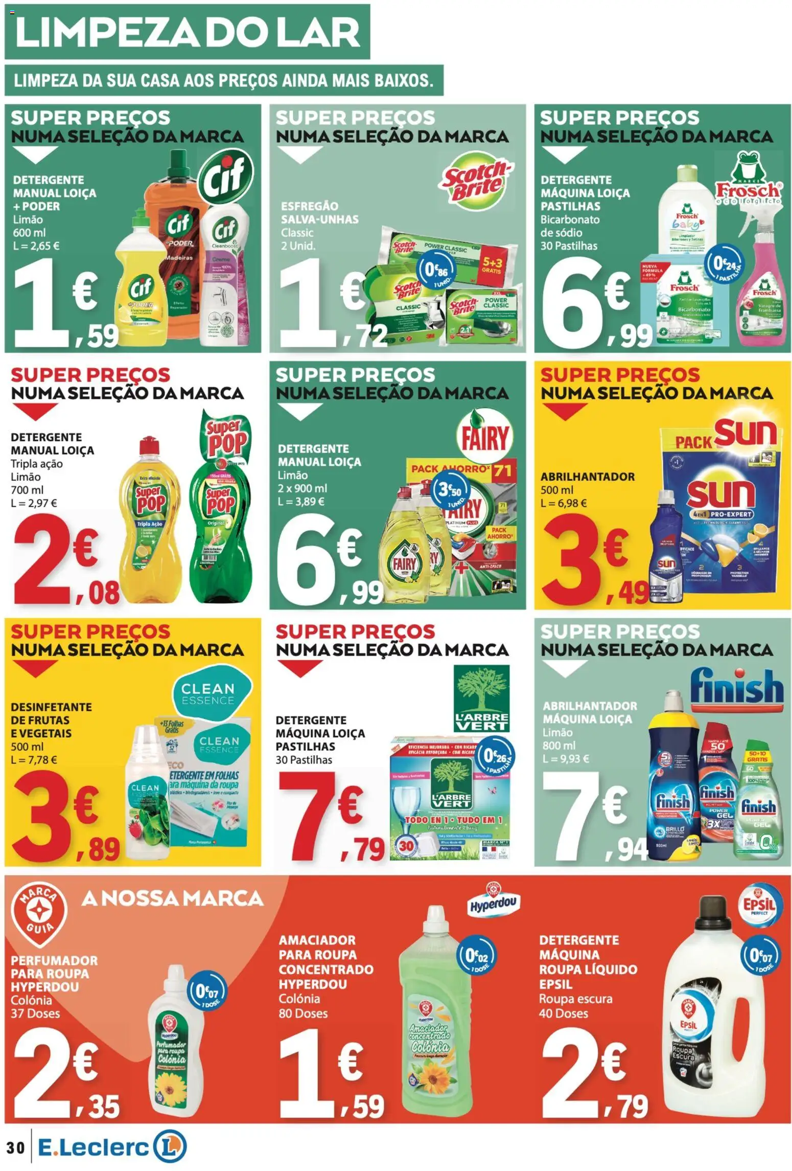 E.Leclerc folheto │ válido de 17/09/2026 | Página: 30 | Produtos: Abrilhantador, Detergente, Madeiras, Bicarbonato