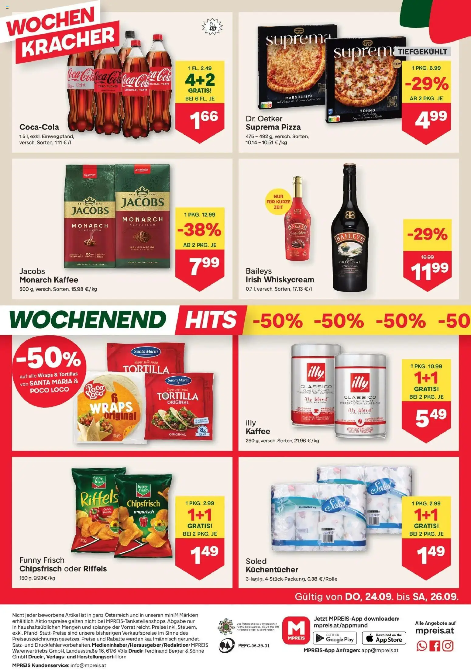 MPREIS Saalbach von 24.09.2026 - Aktuelle Angebote | Seite: 12 | Produkte: Zucker, Kaffee, Pizza