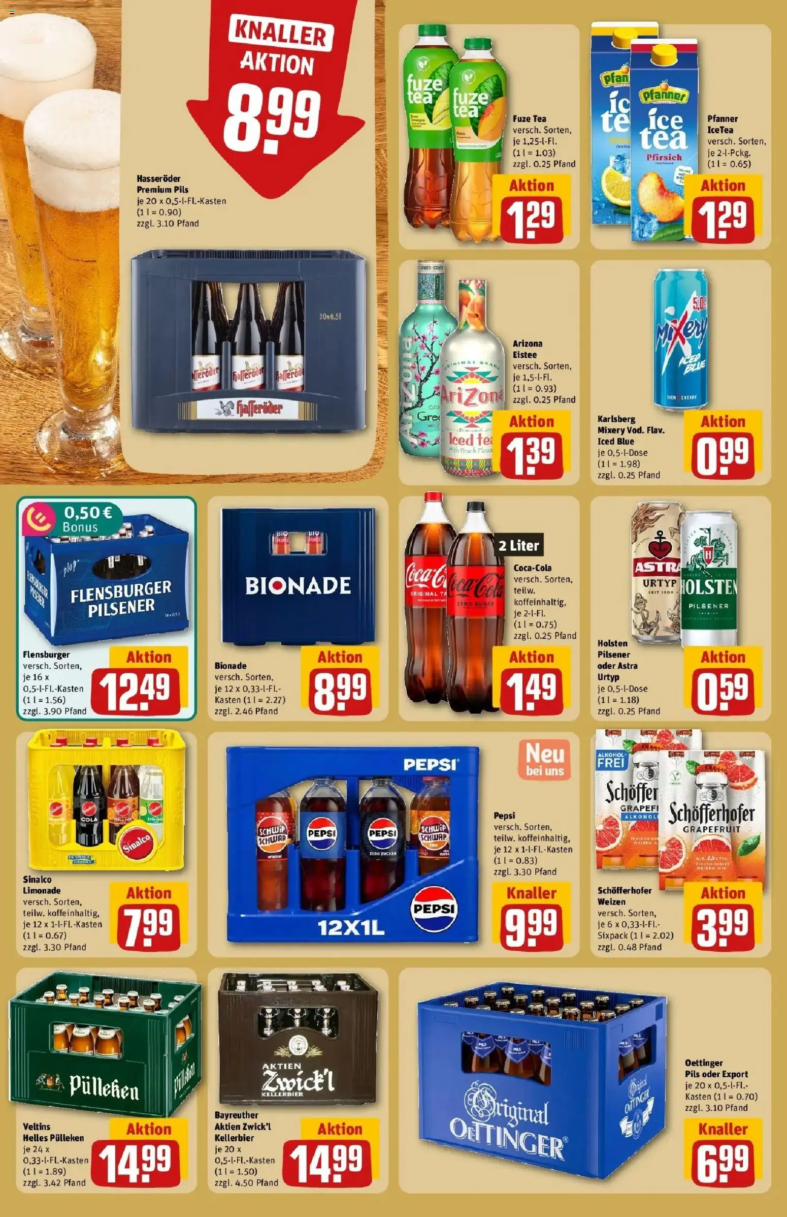 REWE Prospekt ab 10.08.2026 zum Blättern » Angebote | Seite: 18 | Produkte: Helles pulleken, Energy, Pils, Pfirsich