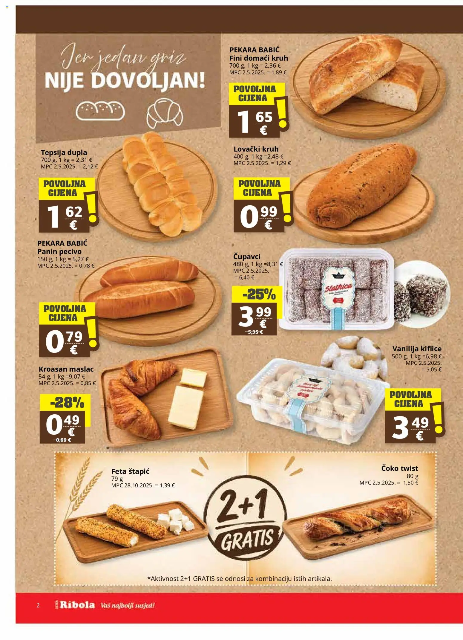 Ribola katalog | vrijedi od 06.08.2026 | Stranica: 2 | Proizvodi: Kiflice, Griz, Maslac, Pecivo