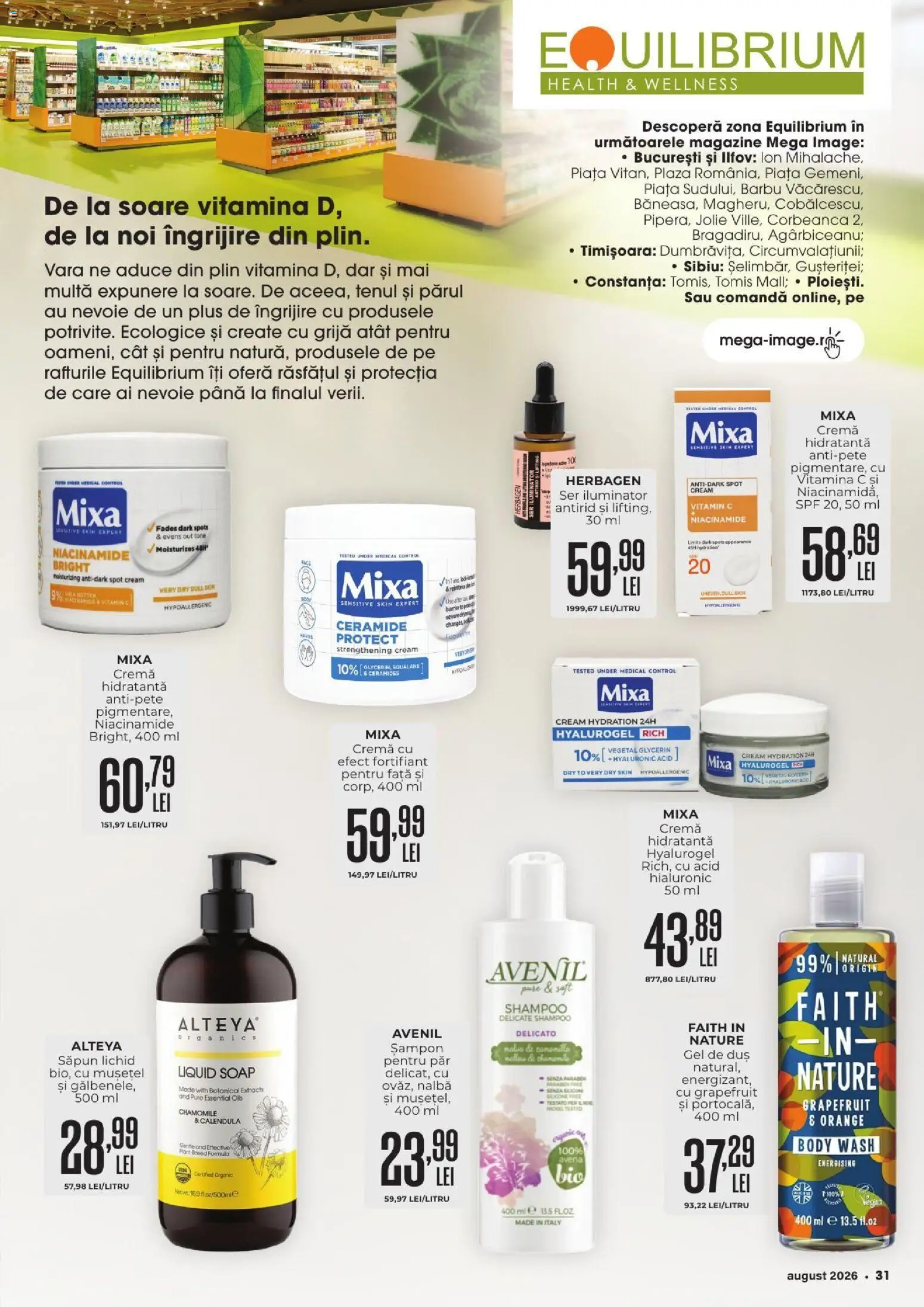 Noul catalog Mega Image – valabil de la 30.07.2026 | Pagină: 31 | Produse: Body, Șampon, Gel de duș, Săpun lichid