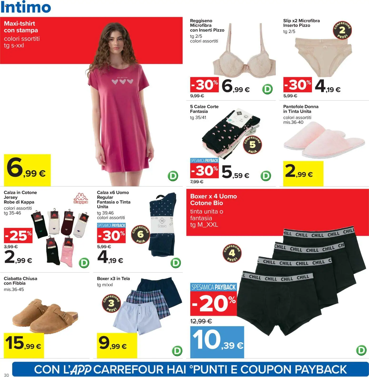 Volantino Carrefour del 07.04.2026 | Pagina: 30 | Prodotti: Intimo, Slip, Boxer, Pantofole