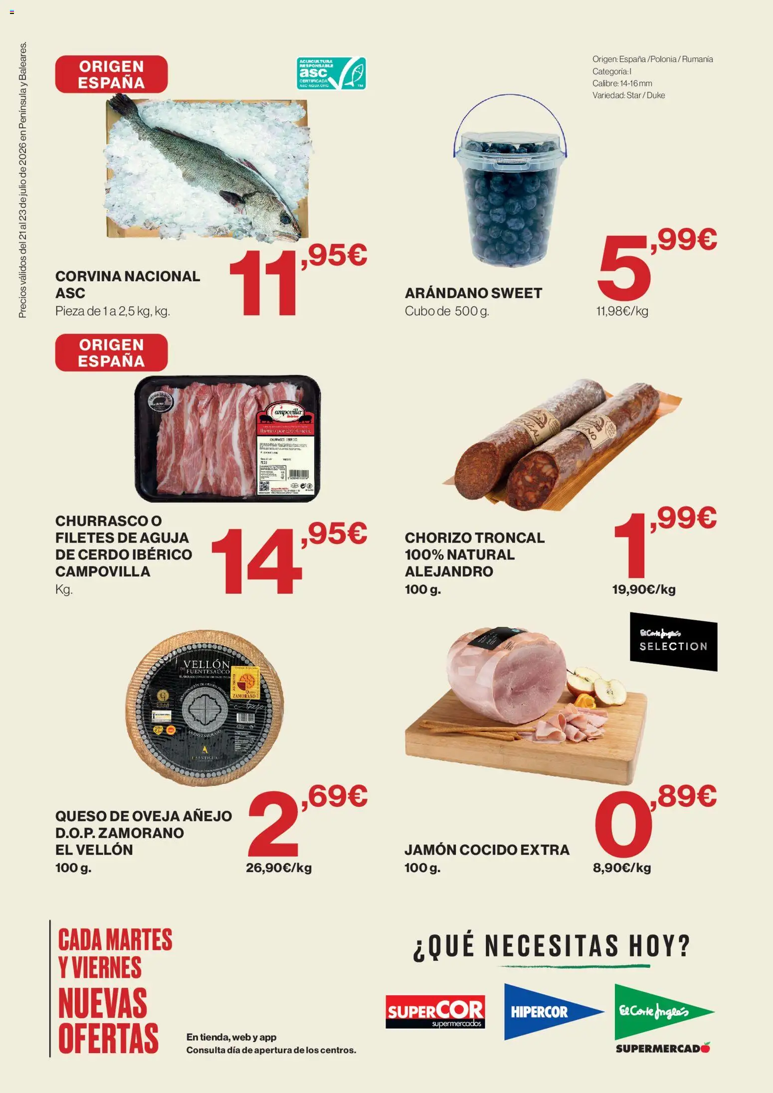 Supercor Península y Baleares │ válido desde el 21/07/2026 | Página: 2 | Productos: Queso de oveja, Jamón, Jamón cocido, Cerdo
