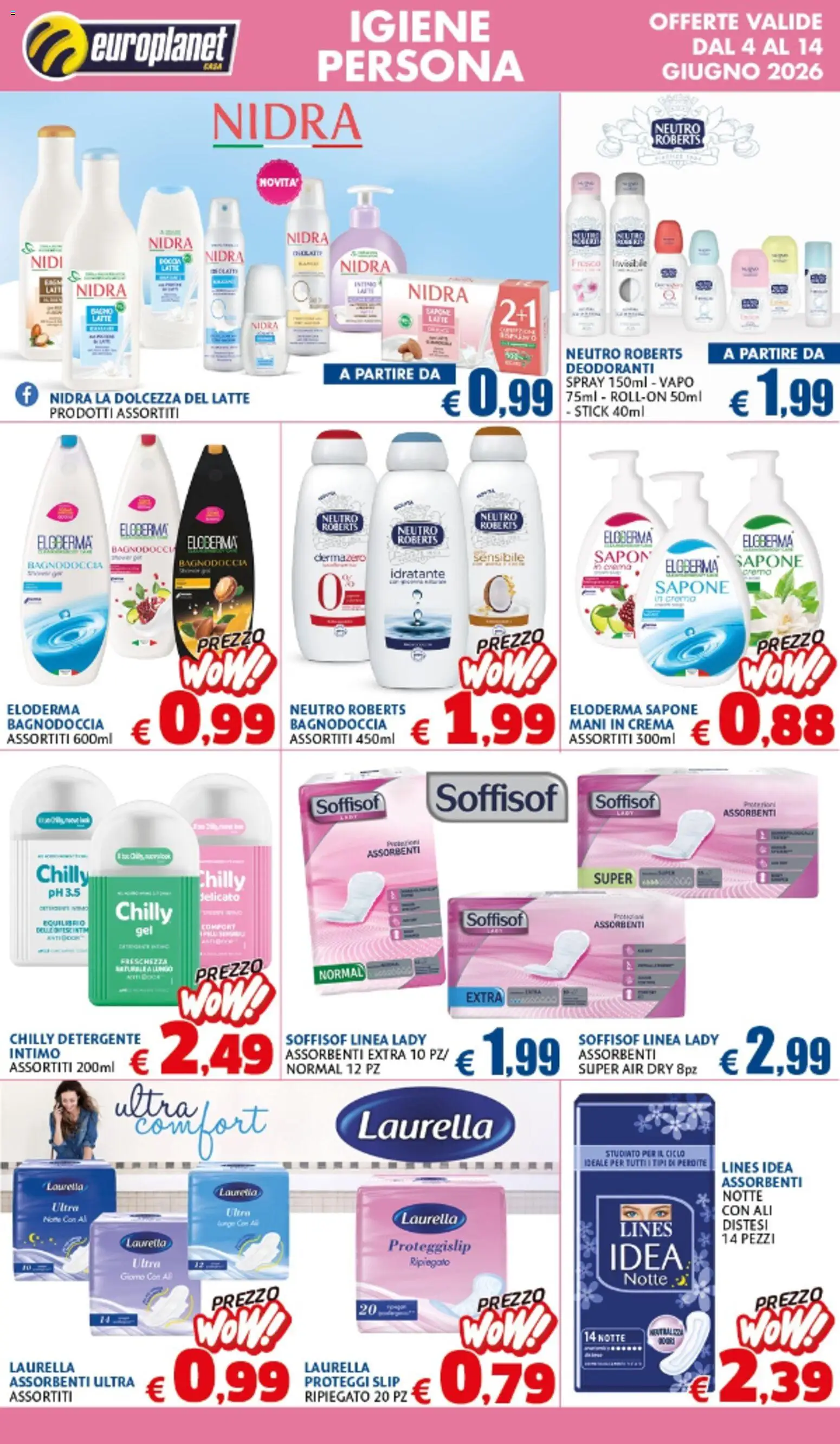 Volantino Europlanet Casa del 04.06.2026 | Pagina: 3 | Prodotti: Crema, Proteggi slip, Intimo, Slip
