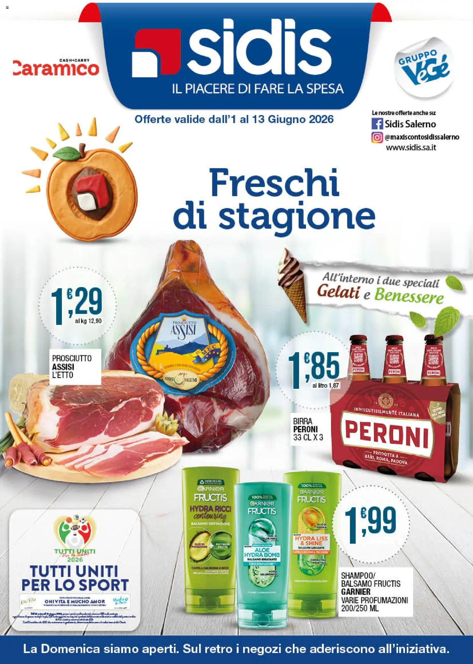 Volantino Sidis del 01.06.2026 | Pagina: 1 | Prodotti: Balsamo, Birra, Prosciutto