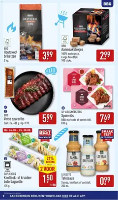 BBQ Houtskool briketten, 3 kg. - Voorbeeld van een folder van Aldi, geldig van 24-08-2026 | Pagina: 9 | Producten: Briketten, Kruiden, Barbecue, Knoflook