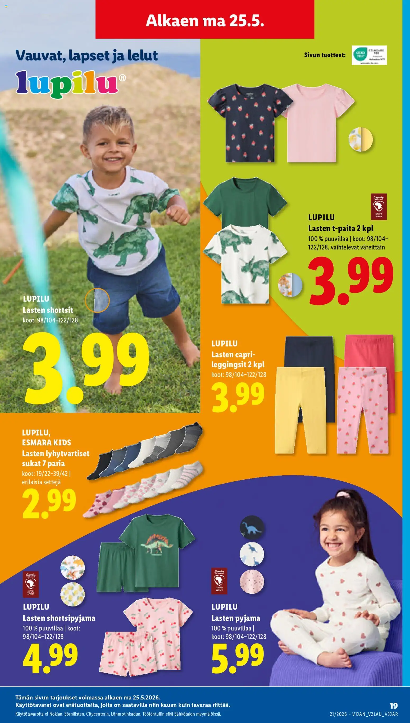 Lidl tarjoukset – voimassa 21.05.2026 alkaen | Sivu: 27 | Tuotteet: Shortsit, Sukat, Pyjama, Leggingsit