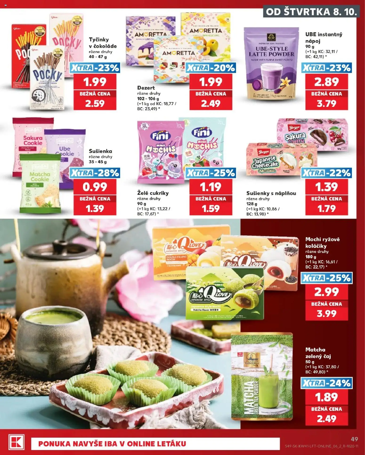Kaufland SK akciós ujság - amely érvényes a következő dátumtól: 2026.10.08. | Oldal: 49 | Termékek: Matcha, Mochi, Tea