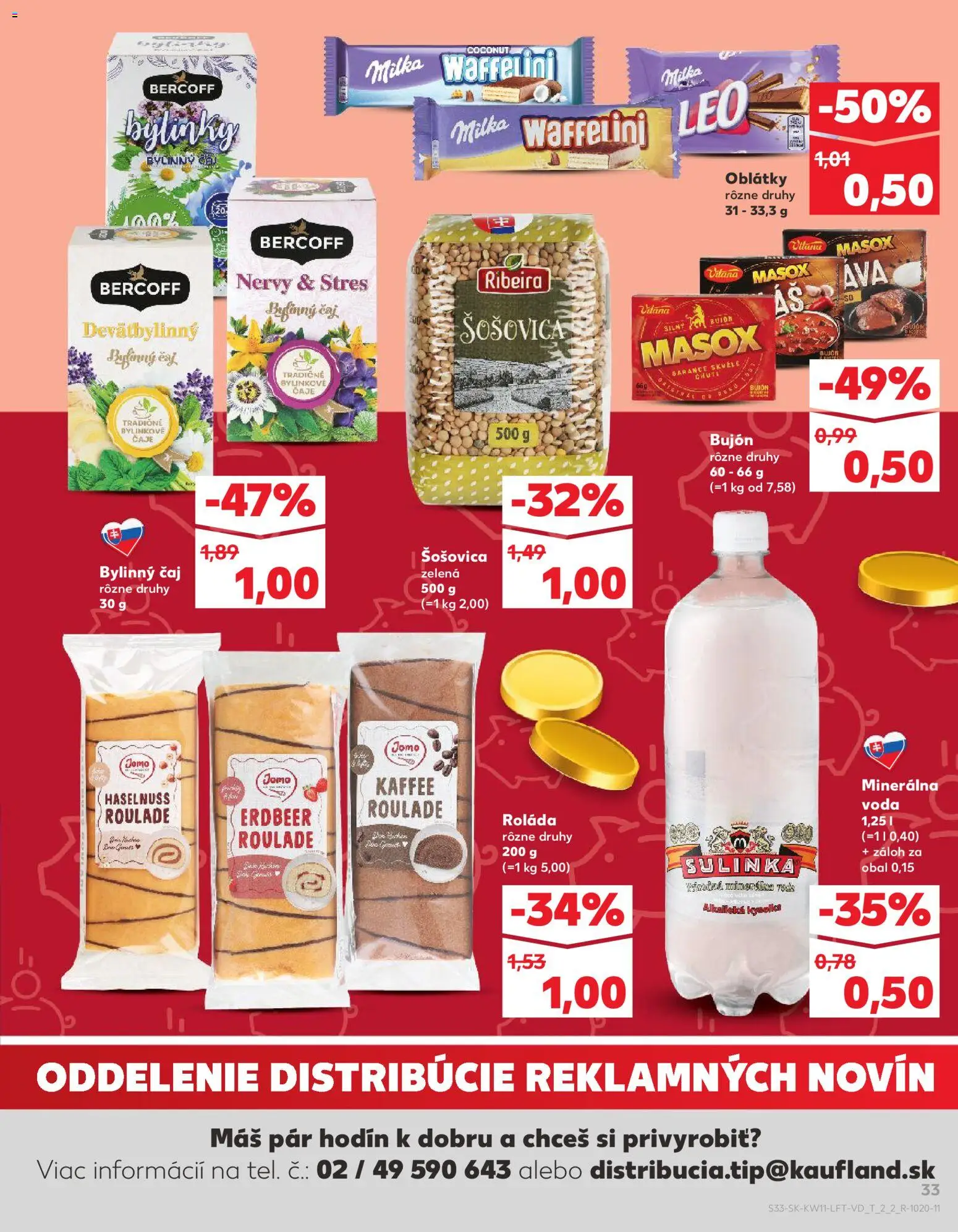 Nové Kaufland akcie – leták je platný od 12.03.2026 | Strana: 33 | Produkty: Bujón, Masox, Milka, Minerálna voda