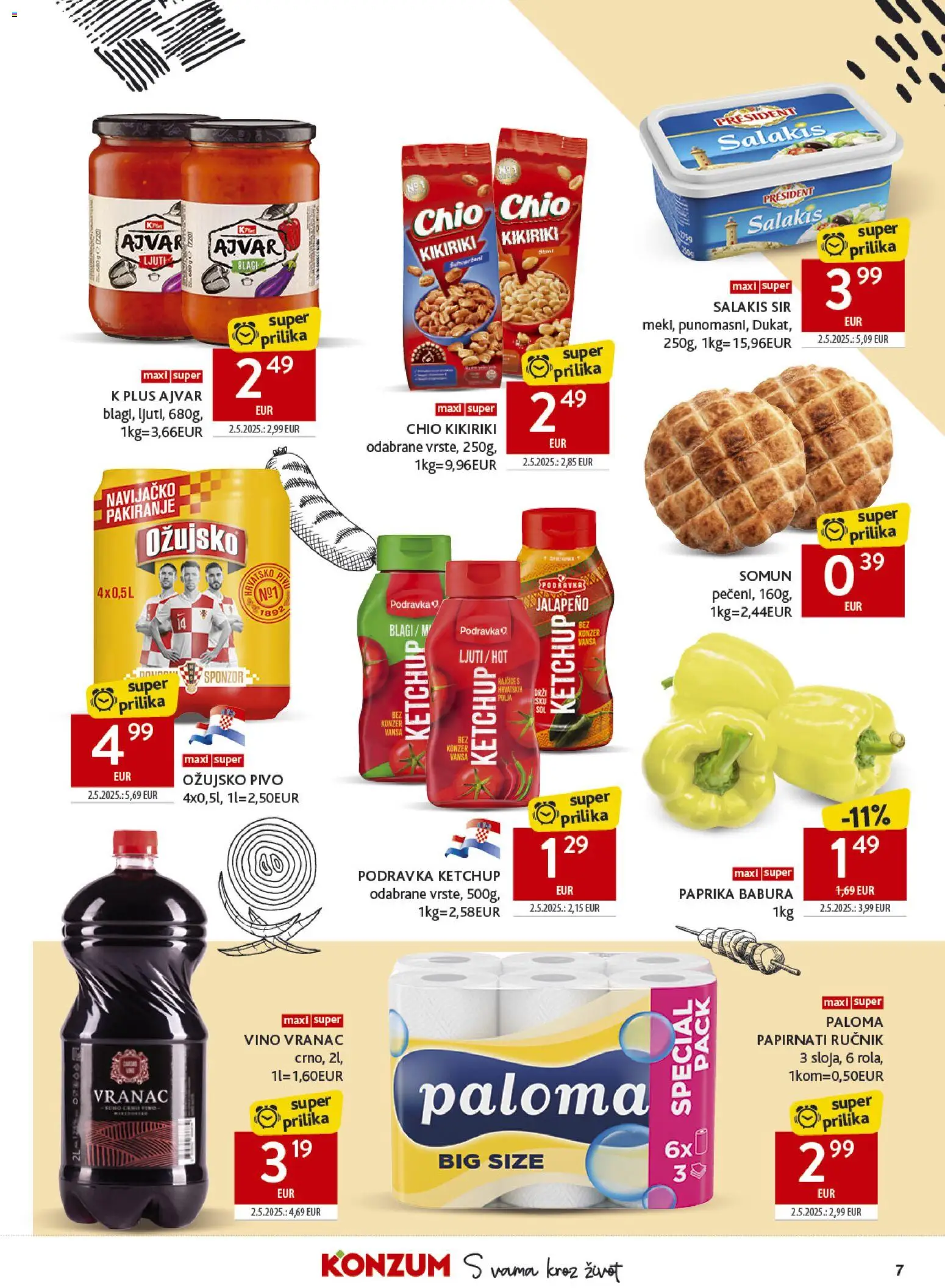 Konzum HR akciós ujság - amely érvényes a következő dátumtól: 2026.07.15. | Oldal: 7 | Termékek: Chio, Paprika, Ajvár, Ketchup