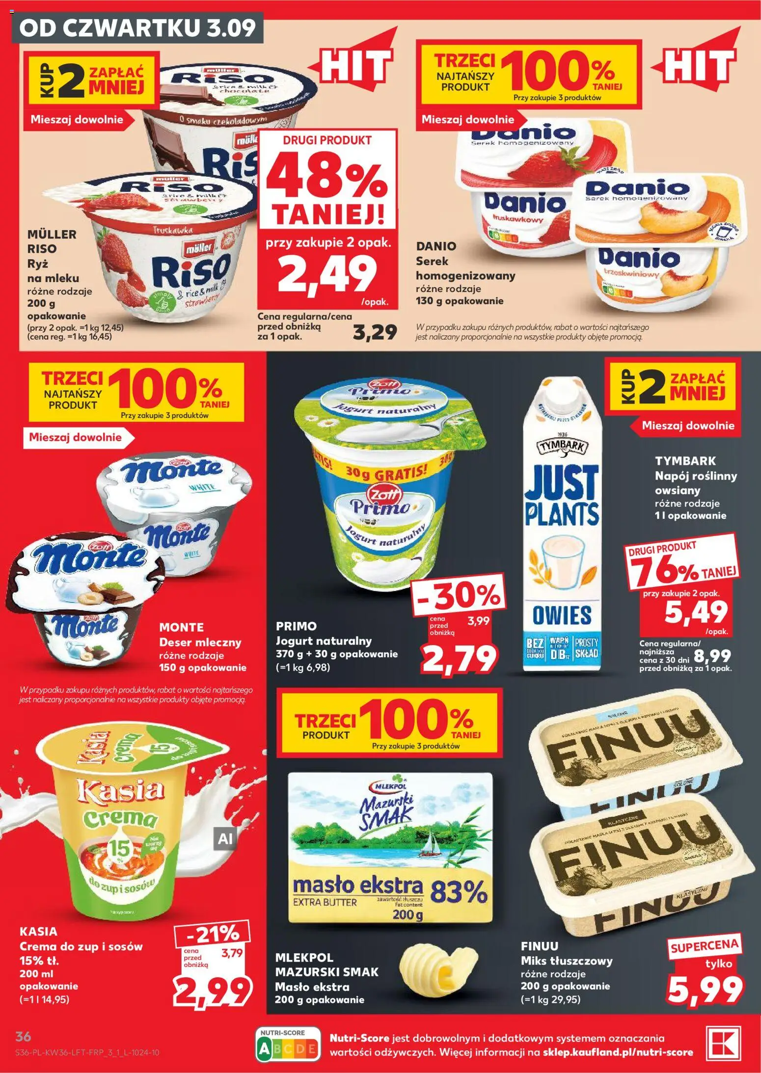 Kaufland Polsko leták od 03.09.2026 | Strana: 36 | Produkty: Máslo, Jogurt, Crema