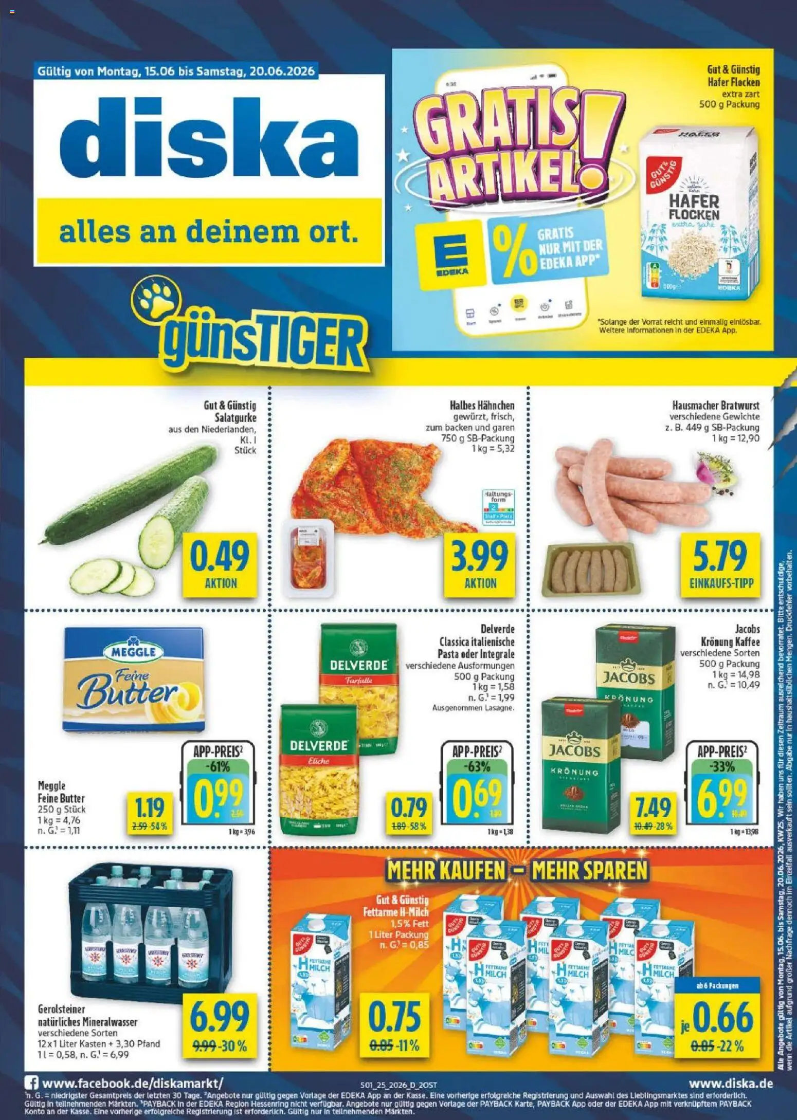 Diska Prospekt – gültig ab 15.06.2026 | Seite: 5 | Produkte: Milch, Kaffee, Bratwurst, Gerolsteiner