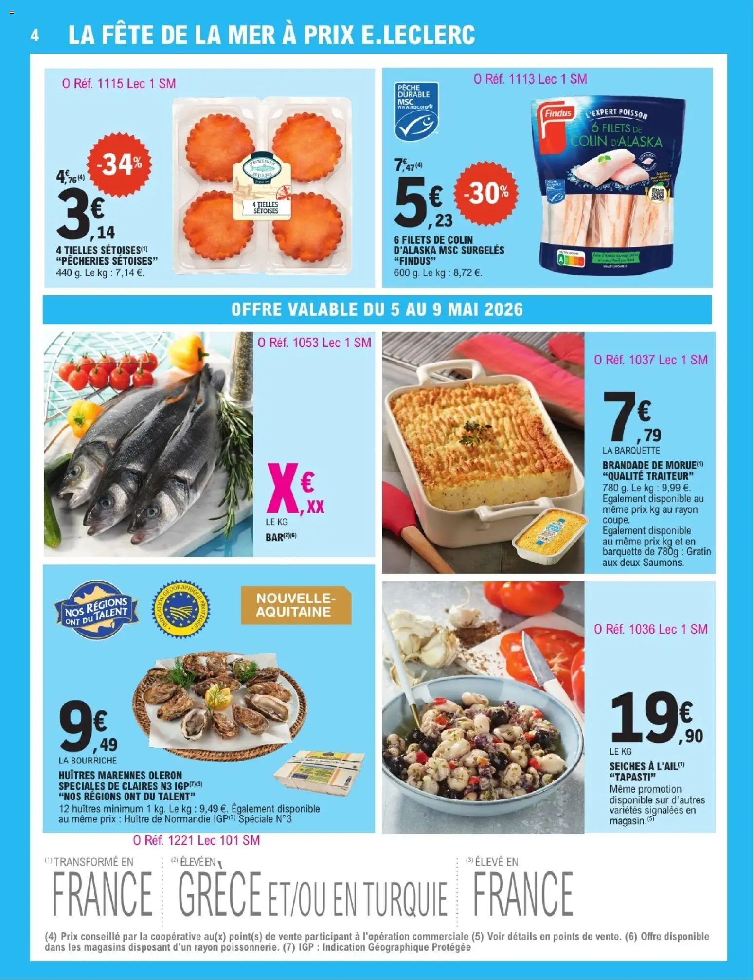 {H1} | Page: 4 | Produits: Pêche, Morue, Huîtres, Poisson