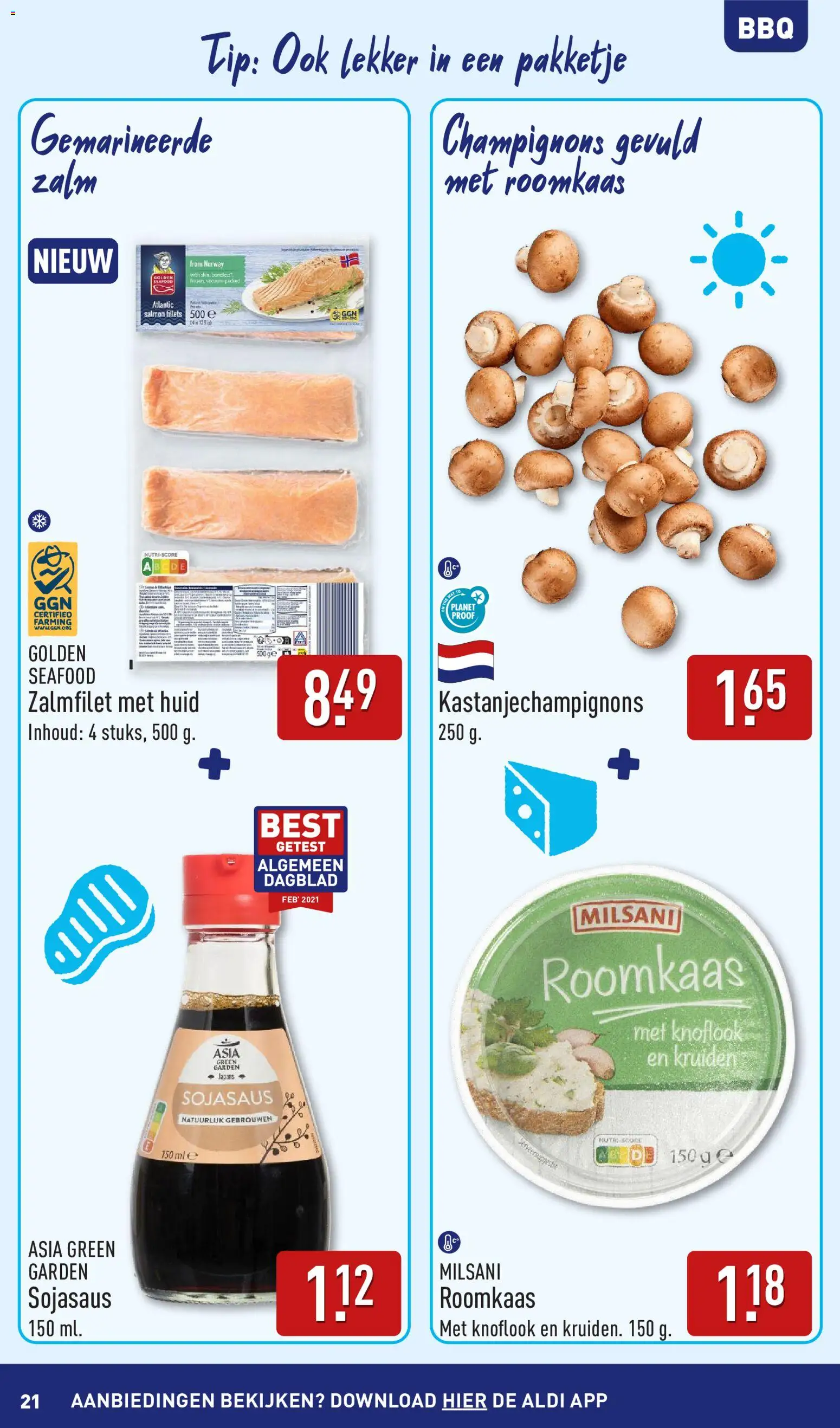 {H1} | Pagina: 21 | Producten: Zalm, Roomkaas, Knoflook