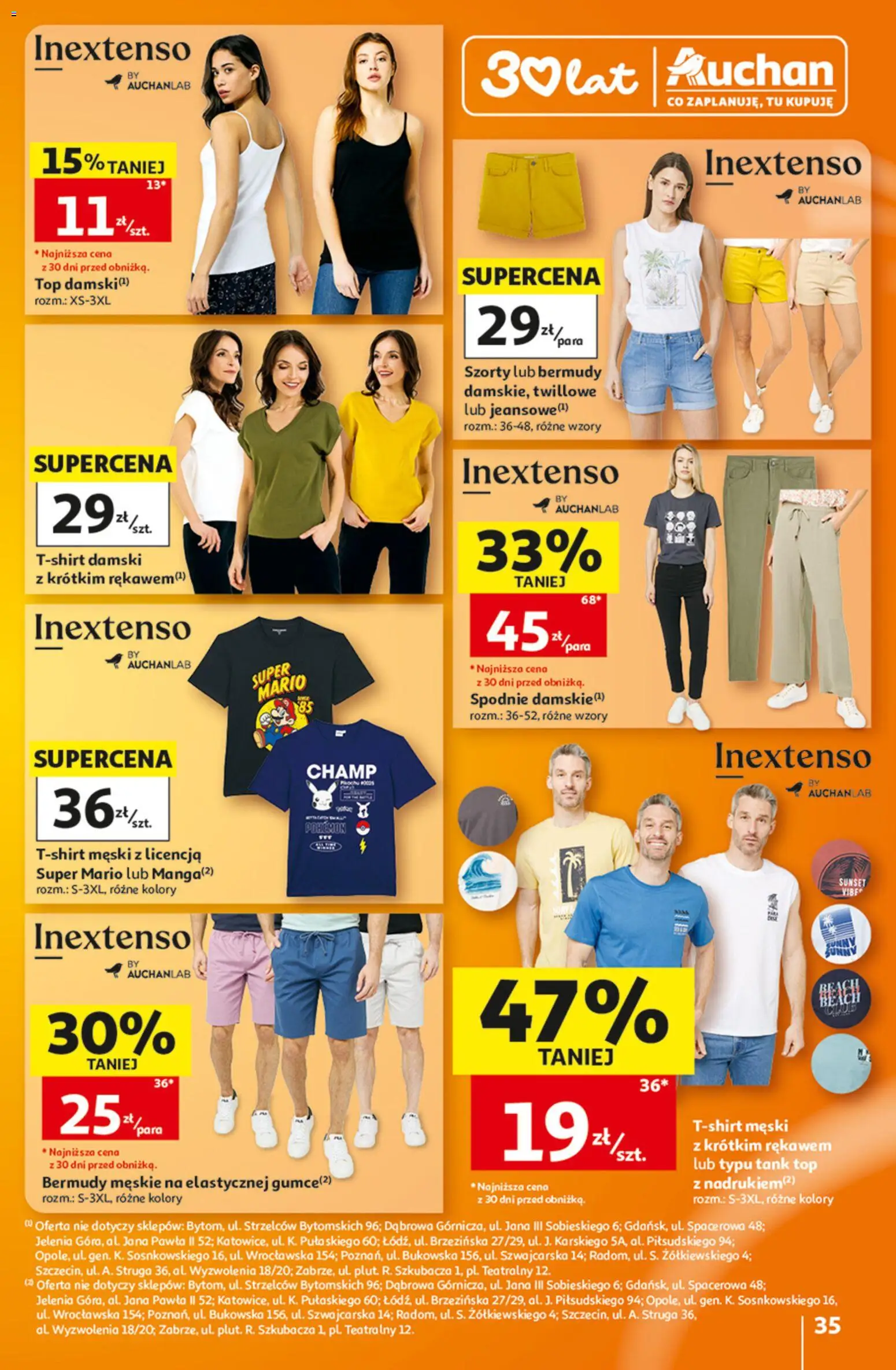 Auchan gazetka - 30 Lat Hipermarket od 06.08.2026 | Strona: 35 | Produkty: Szorty, Top, Spodnie