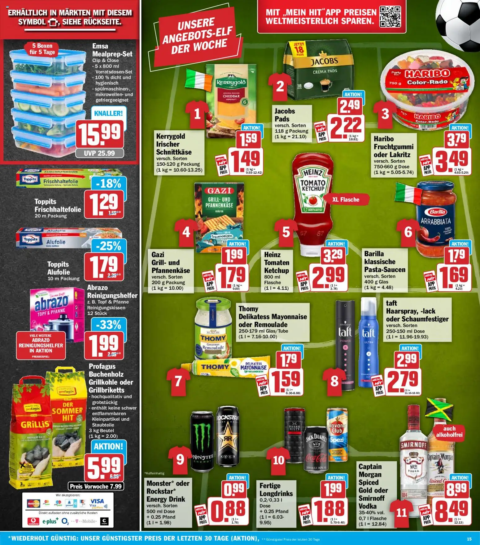 HIT Prospekt – gültig ab 13.07.2026 | Seite: 15 | Produkte: Smirnoff, Captain morgan, Wein, Vodka