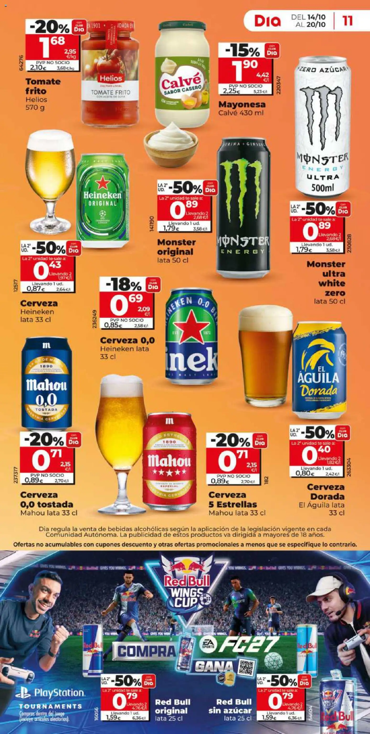 Dia - folleto │ válido desde el 14/10/2026 | Página: 11 | Productos: Cerveza, Red Bull, Mayonesa, Cerveza Heineken