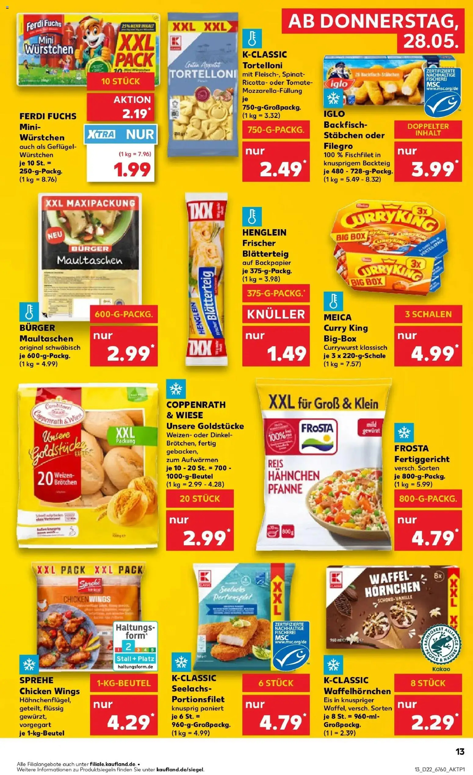 Kaufland Prospekt Naila – gültig ab 28.05.2026 | Seite: 13 | Produkte: Hahnchen, Box, Burger, Meica