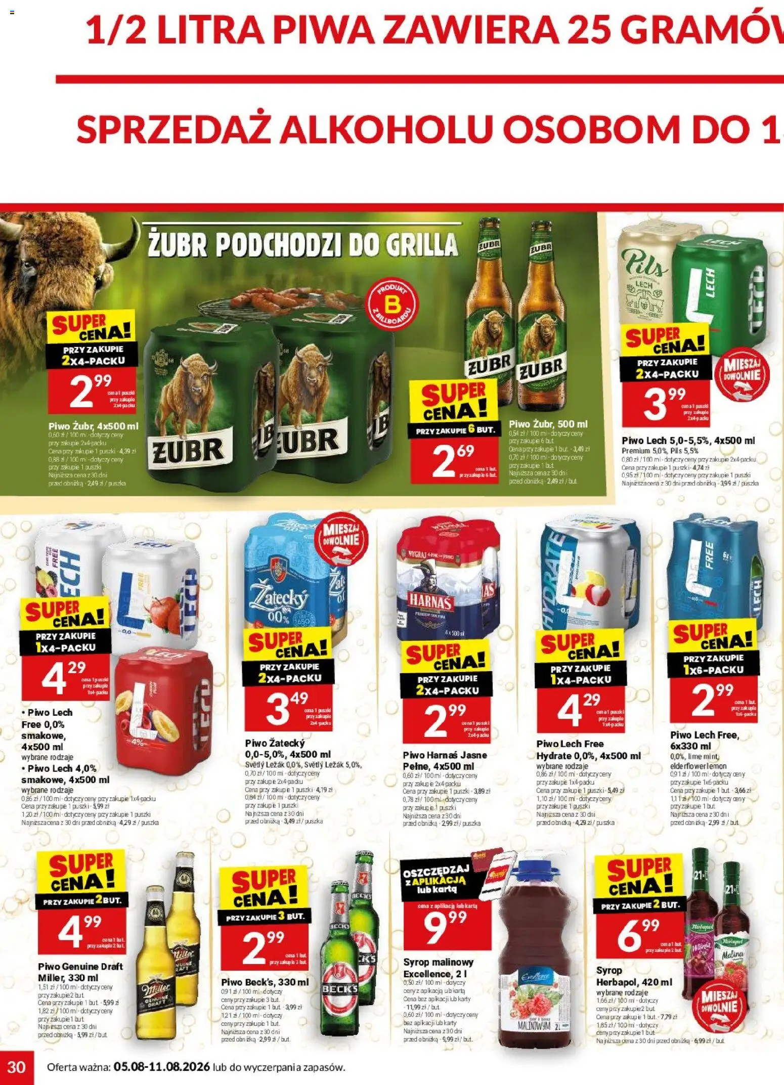 Twój Market gazetka od 05.08.2026 | Strona: 30 | Produkty: Karta, Syrop, Syrop malinowy, Leżak