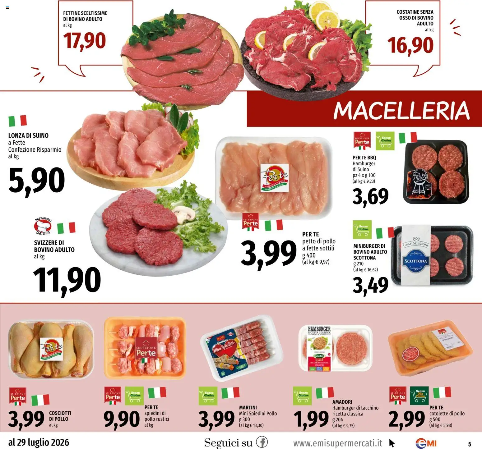 Volantino EMI del 16/07/2026 | Pagina: 5 | Prodotti: Bovino, Tè, Olio, Hamburger