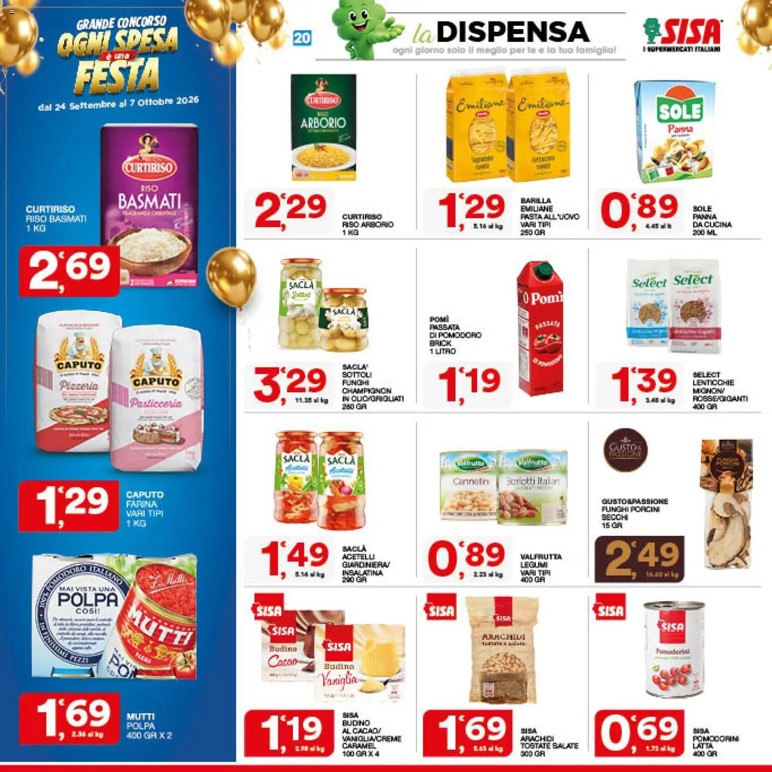 Volantino SISA del 24/09/2026 | Pagina: 20 | Prodotti: Riso Basmati, Barilla, Arachidi, Budino