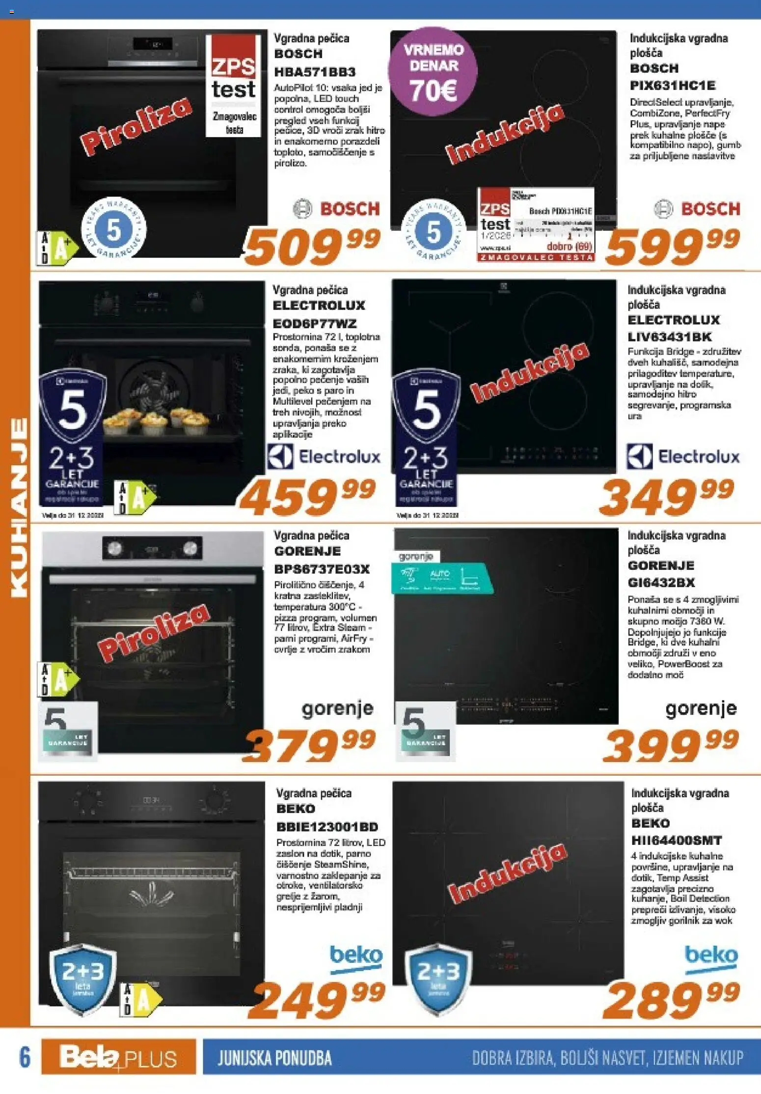 Novi Bela plus katalog ponudbe – veljaven od 15.06.2026 | Stran: 6 | Izdelki: Pecica, Vgradna pečica