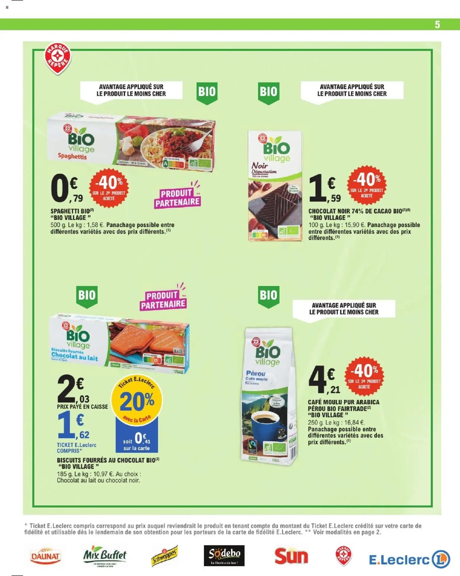{H1} | Page: 5 | Produits: Spaghetti, Buffet, Chocolat, Biscuits