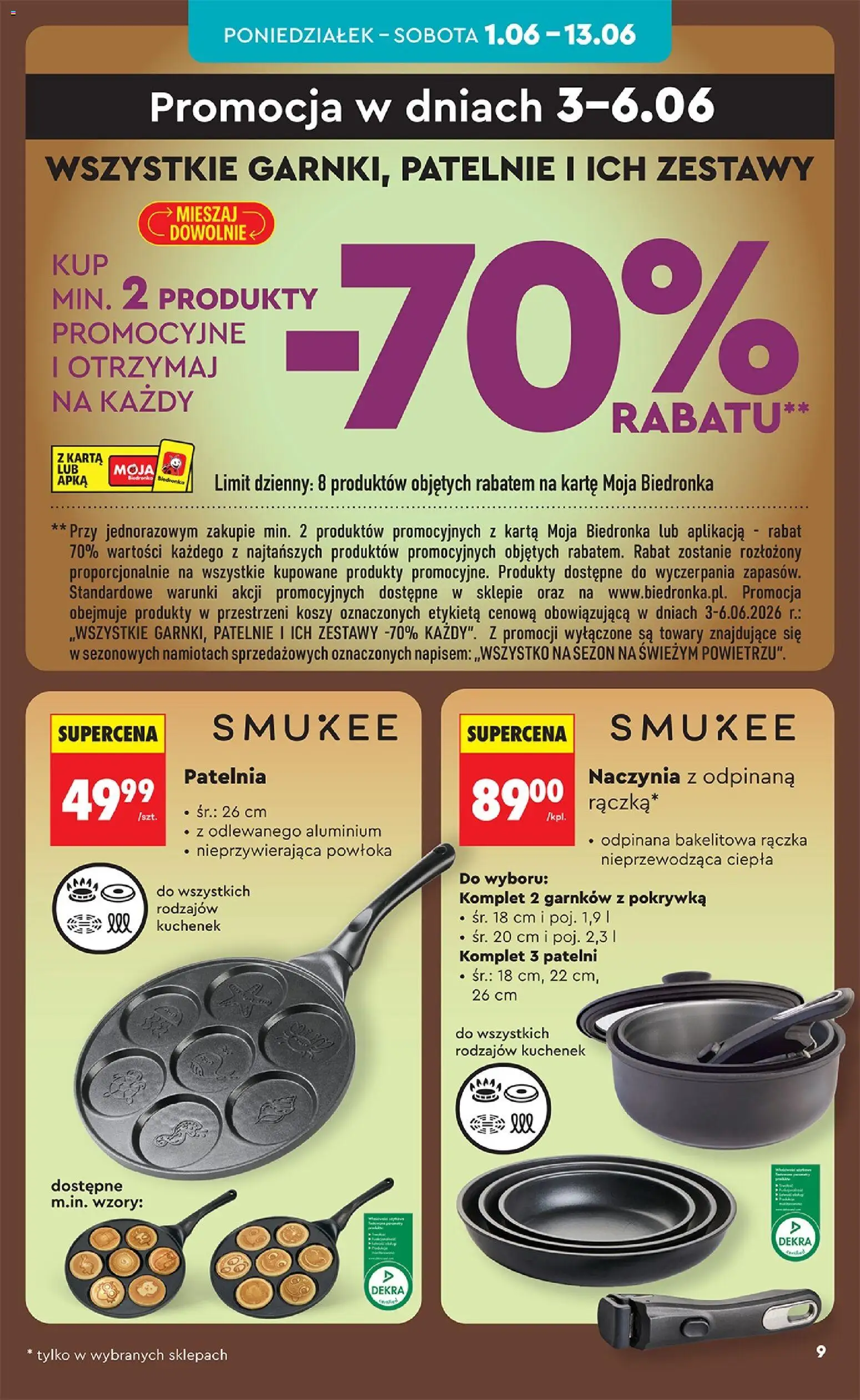 Biedronka gazetka - Hity i inspiracje od 30.05.2026 | Strona: 9 | Produkty: Karta, Patelnie, Patelnia