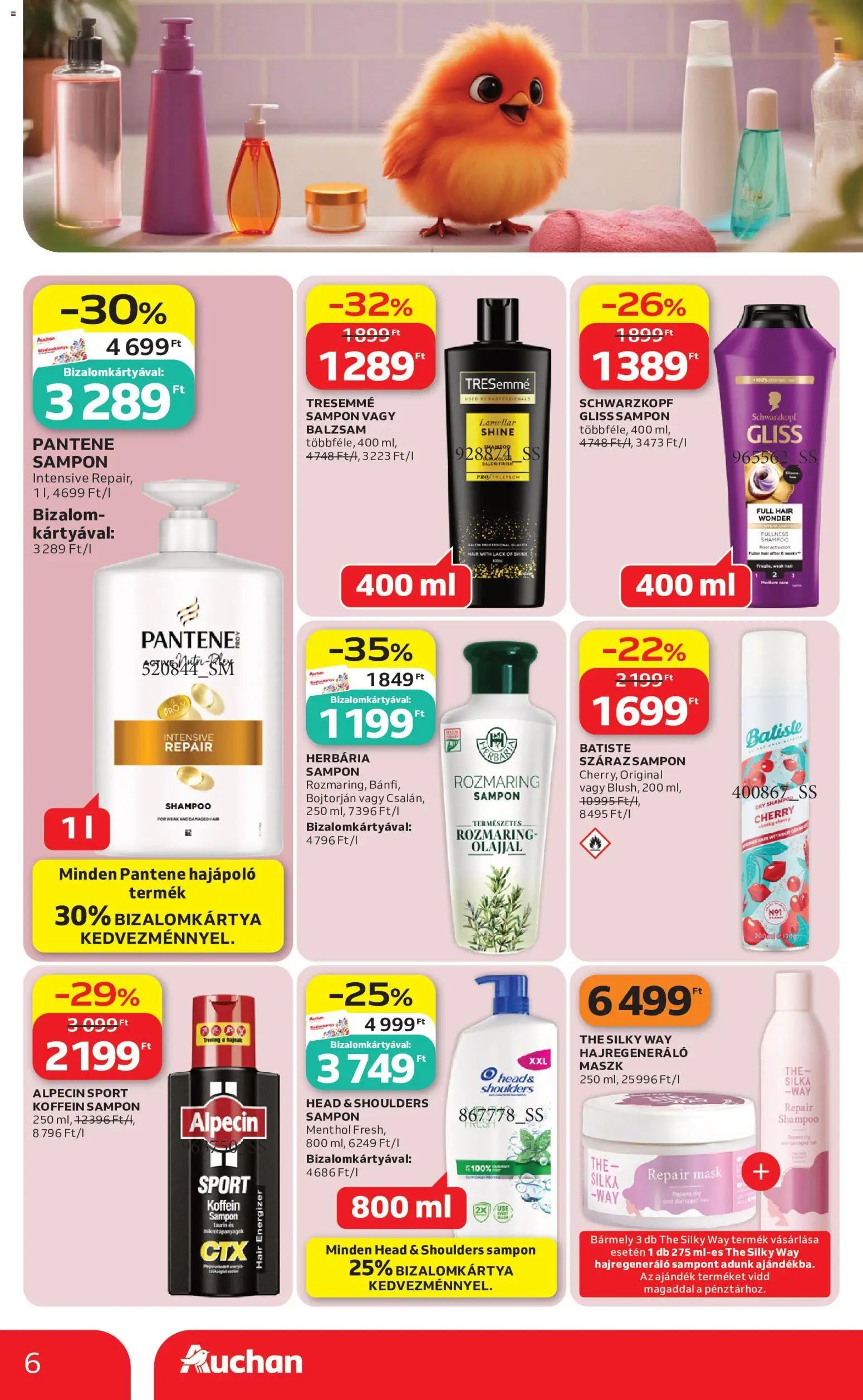 Auchan akciós ujság - amely érvényes a következő dátumtól: 04.05.2026 | Oldal: 6 | Termékek: Sampon, Maszk
