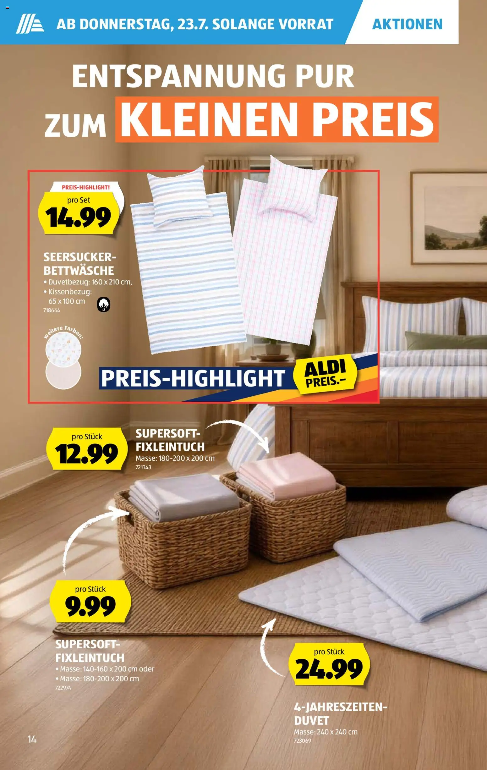Aldi aktionen – gültig ab 23.07.2026 | Seite: 14 | Produkte: Bettwäsche