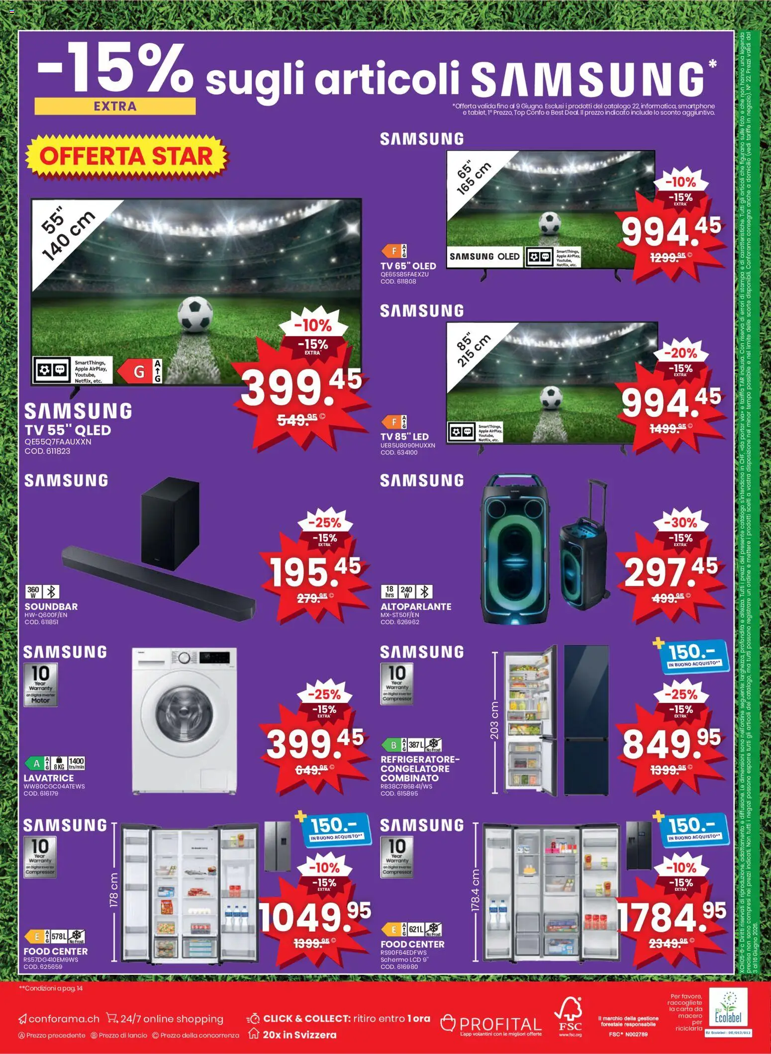 Conforama aktionen IT – gültig ab 03.06.2026 | Seite: 16 | Produkte: Soundbar, Smartphone, TV, Samsung