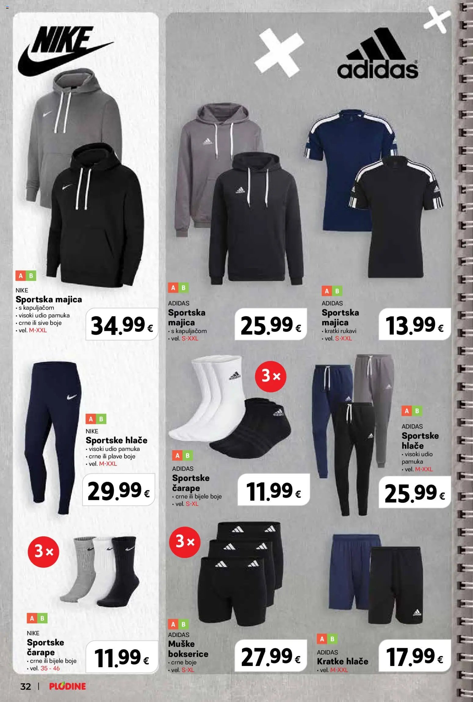 Plodine katalog | vrijedi od 13.08.2026 | Stranica: 32 | Proizvodi: Majica, Hlače, Čarape, Hlače sportske