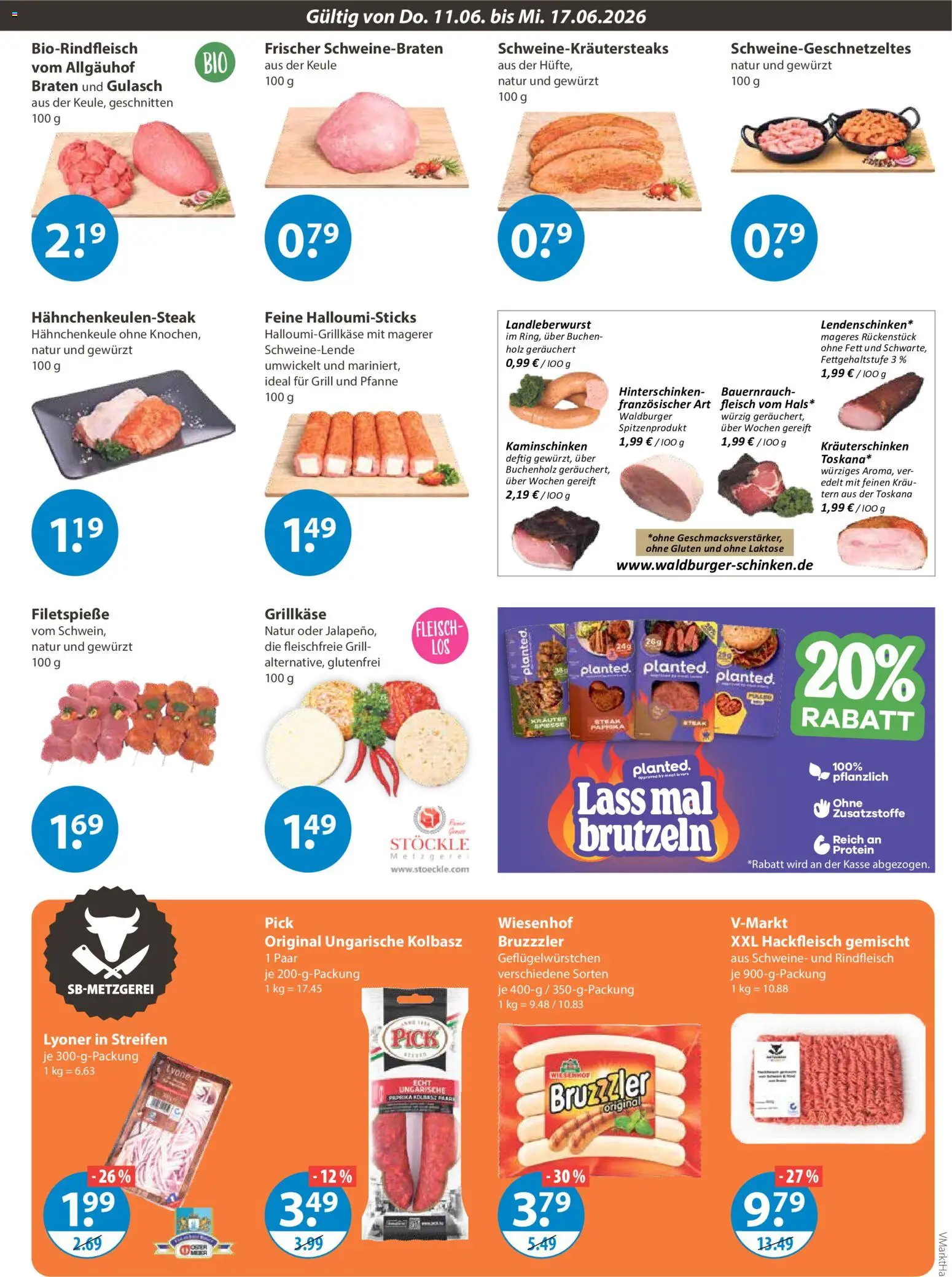 V-Markt Angebote – gültig ab 11.06.2026 | Seite: 3 | Produkte: Grill, Gulasch, Steak, Hackfleisch