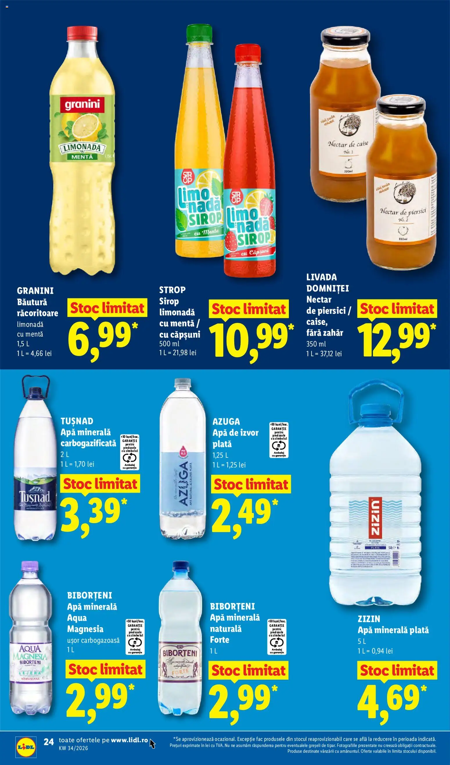 Noul catalog Lidl – valabil de la 17.08.2026 | Pagină: 24 | Produse: Menta, Apa minerala plata, Caise, Zahăr